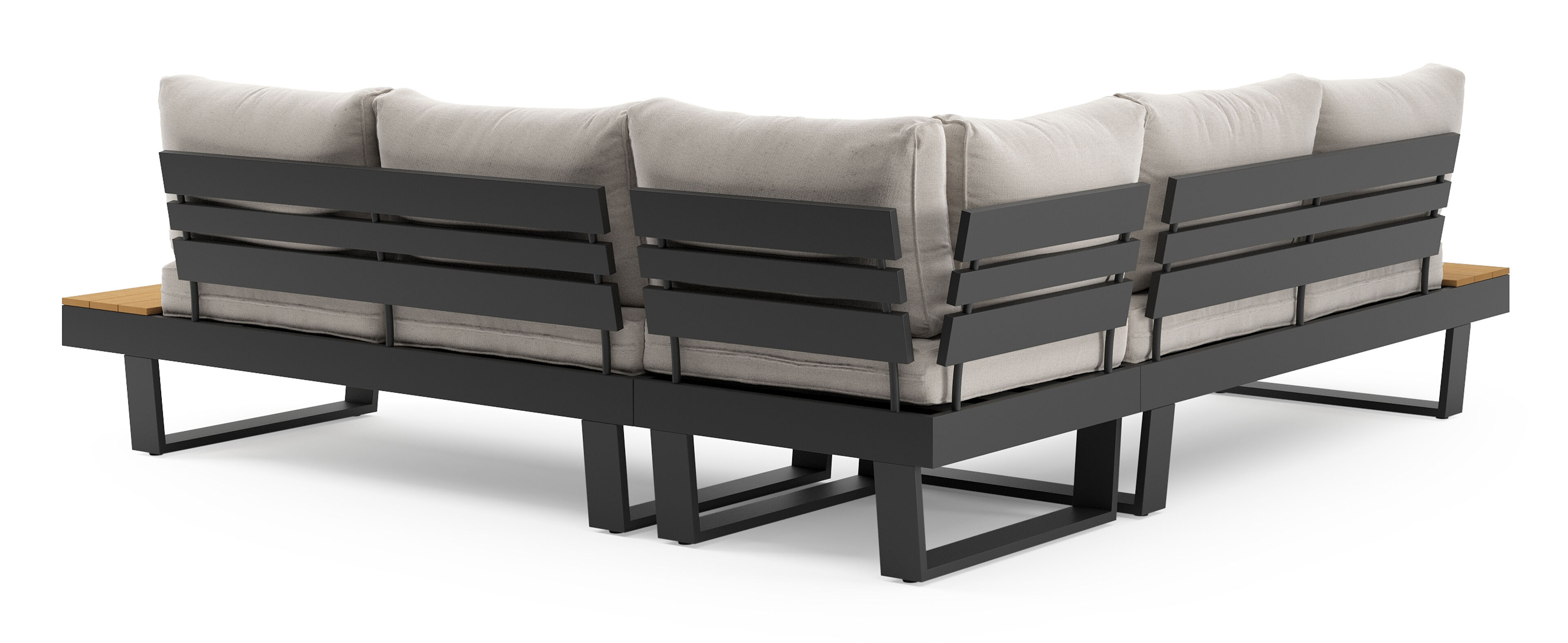 Alora loungehoek in zwart aluminium en polywood met beige kussen