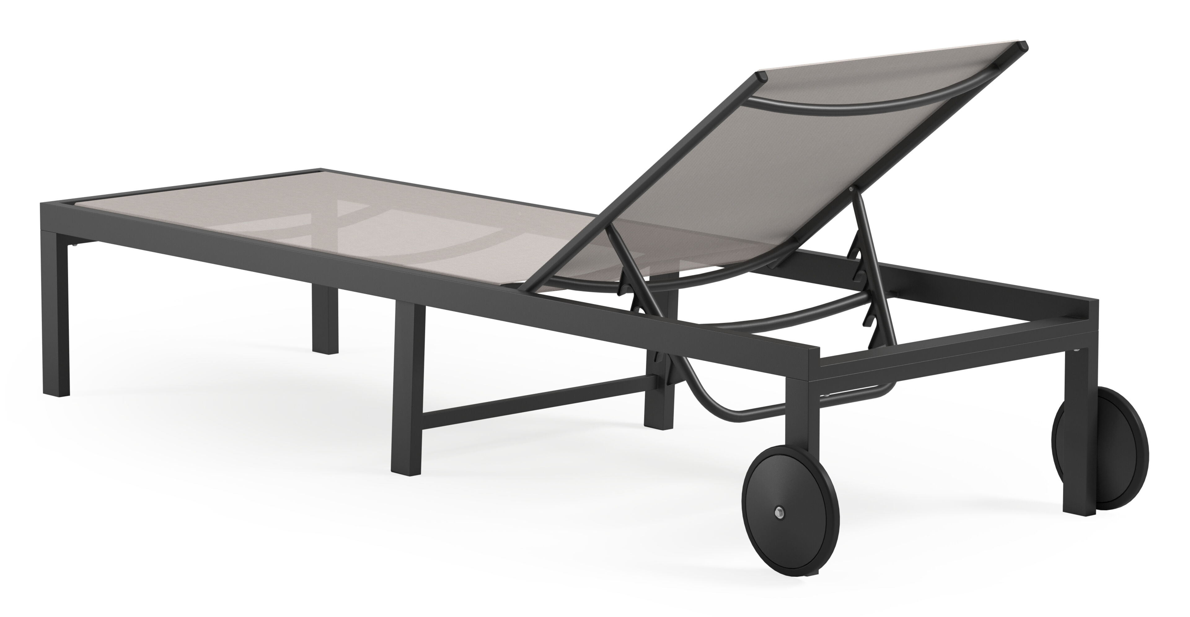 Chaise longue réglable Alba en aluminium noir et textilène simple beige