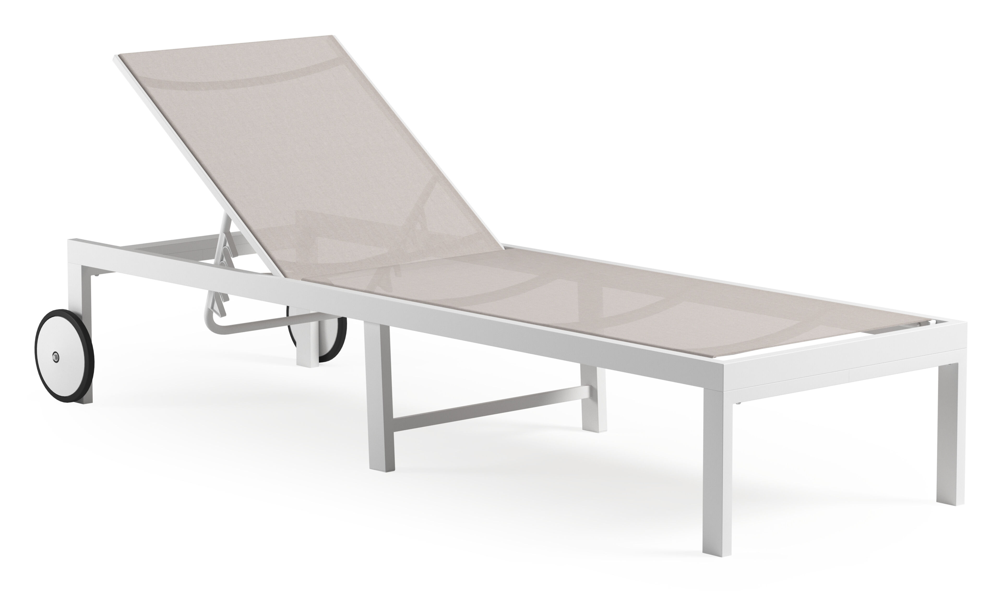 Chaise longue réglable Alba en aluminium blanc et textilène simple beige