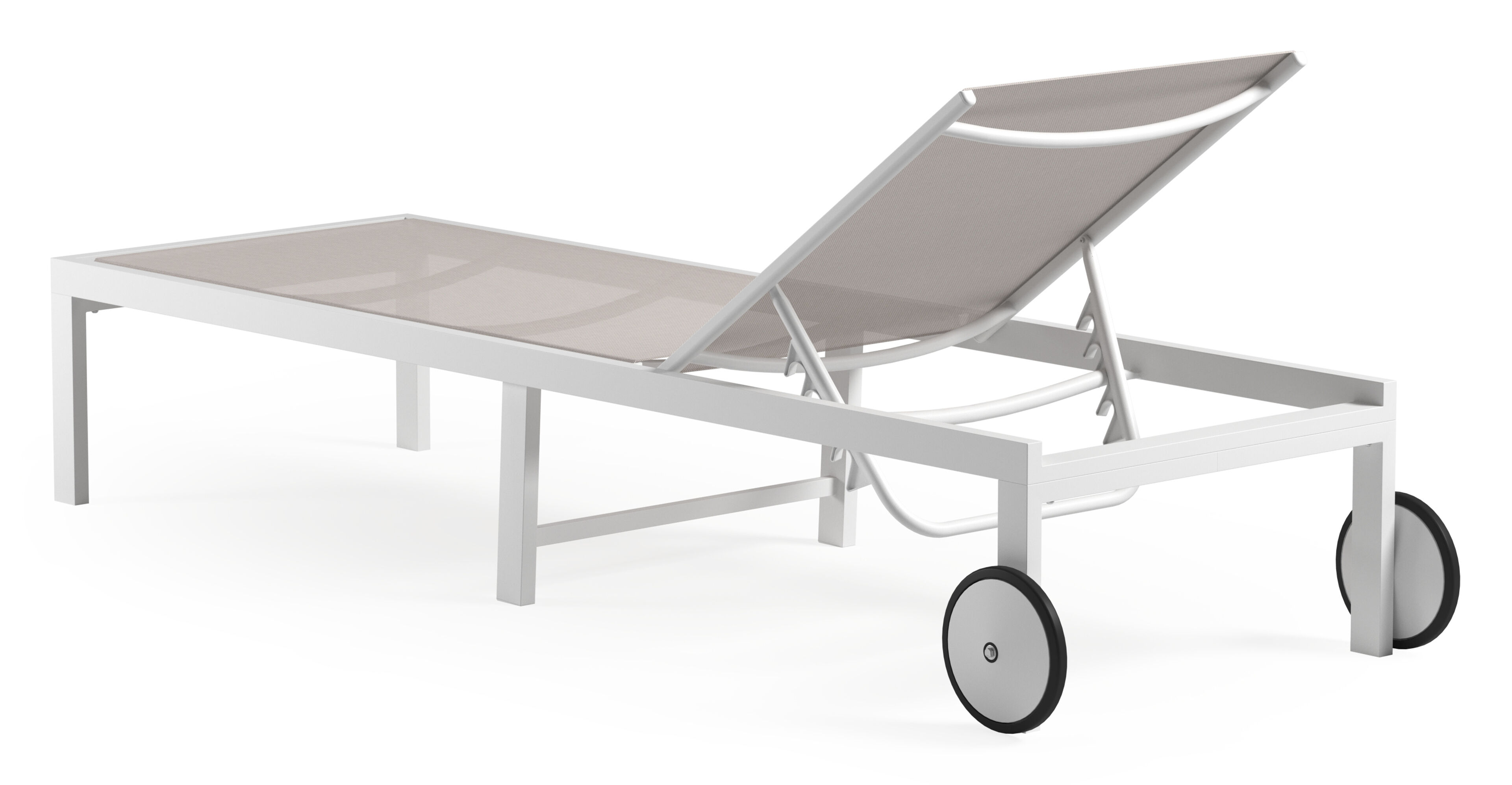 Chaise longue réglable Alba en aluminium blanc et textilène simple beige