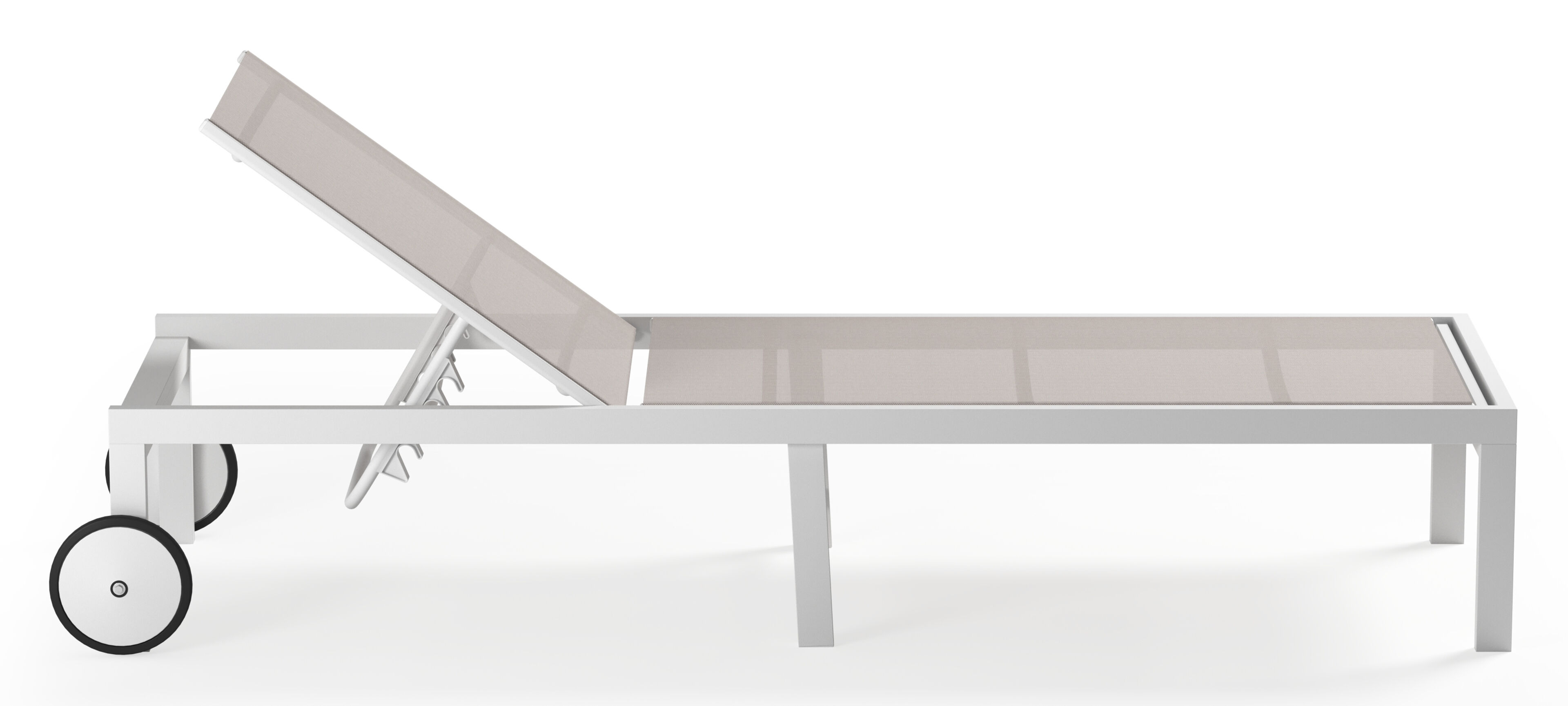 Chaise longue réglable Alba en aluminium blanc et textilène simple beige