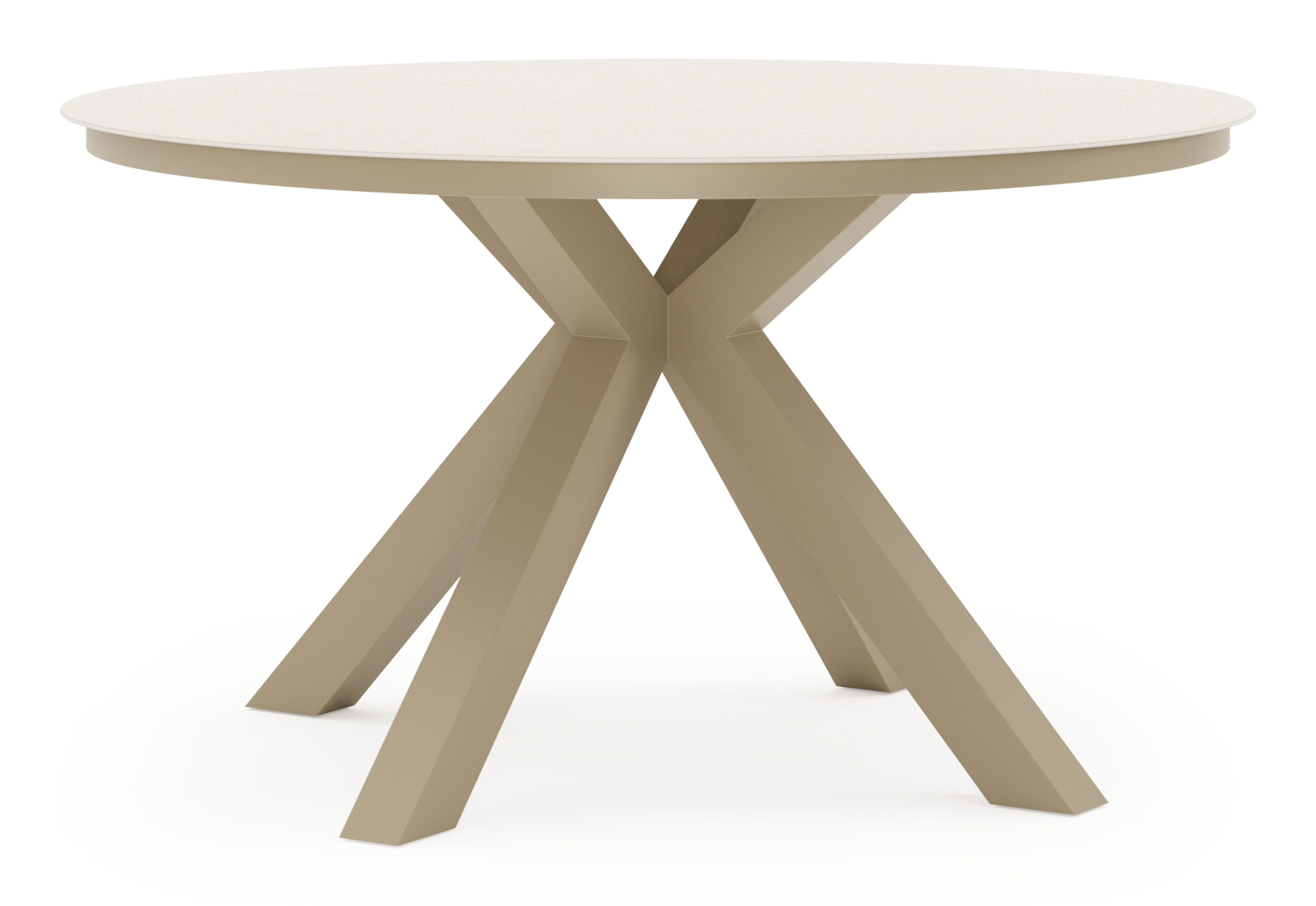 Tora tuintafel rond in beige aluminium en Beige sintered stone - Dia. 140 x H 75 cm