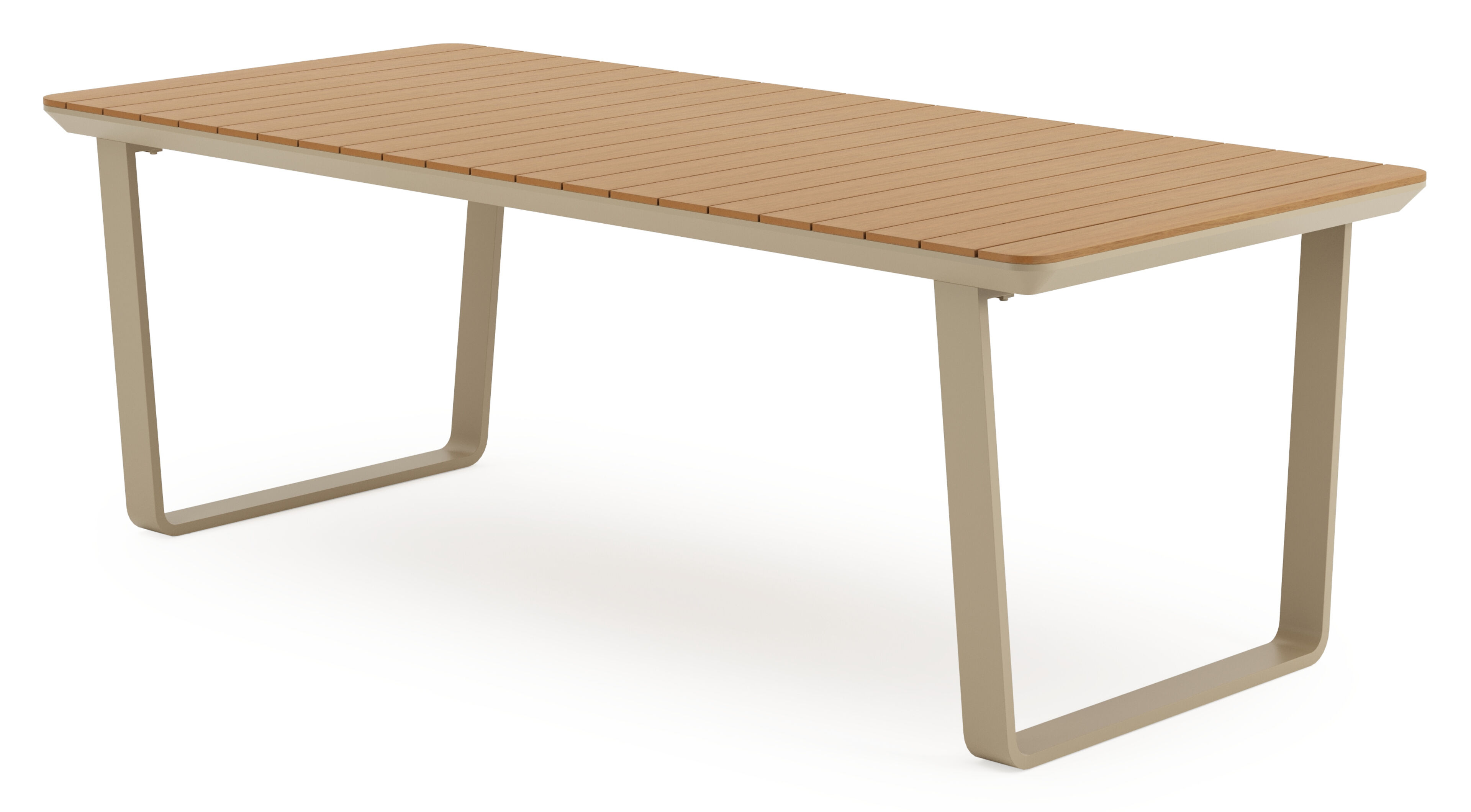 Alora tuintafel afgerond rechthoekig in beige aluminium en polywood - L 220 x B 100 x H 75 cm