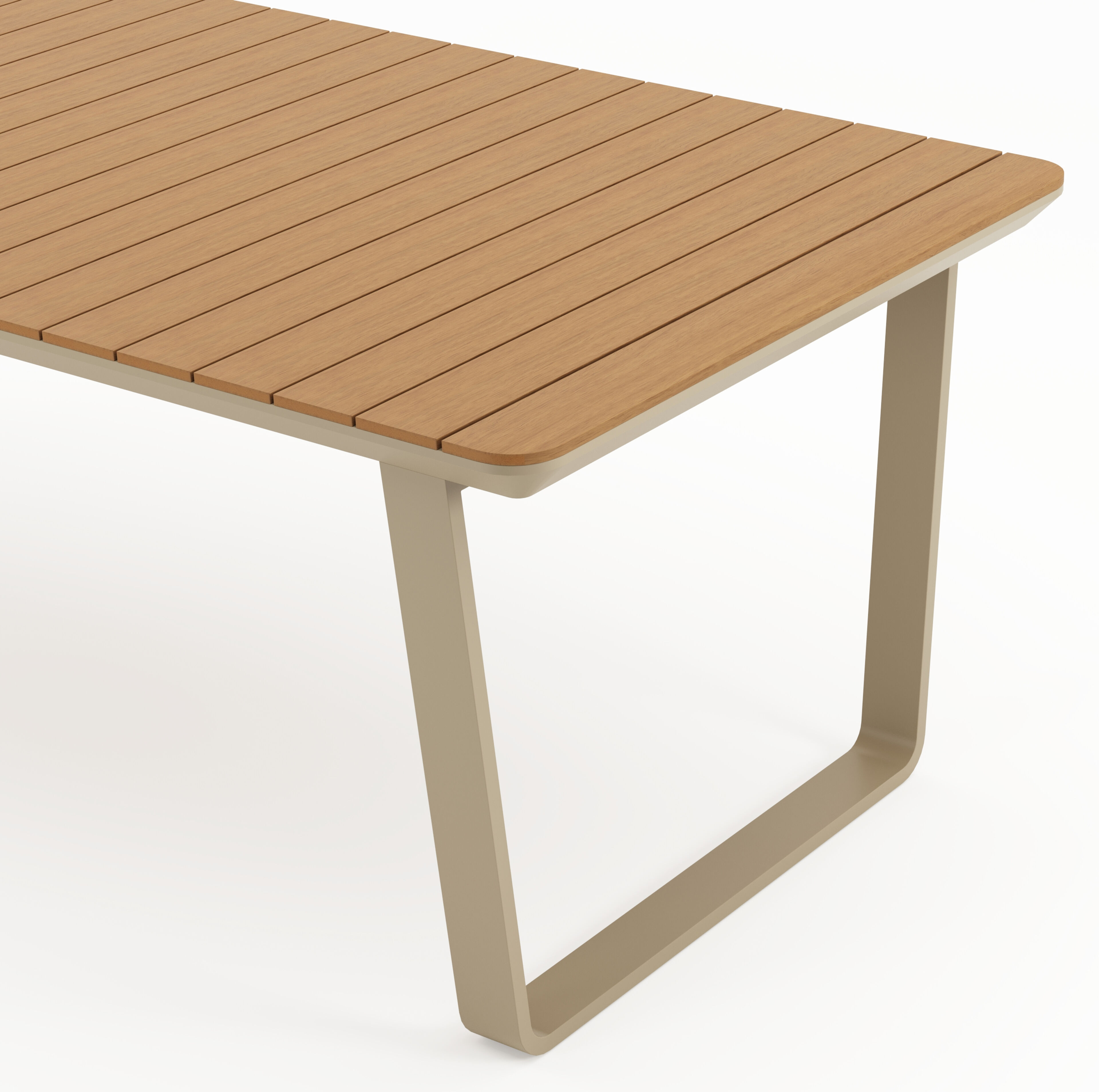 Alora tuintafel afgerond rechthoekig in beige aluminium en polywood - L 220 x B 100 x H 75 cm