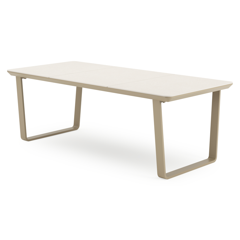 Table de jardin Alora en aluminium beige et sintered stone beige - Lg. 220 x Lrg. 100 x Haut. 75 cm