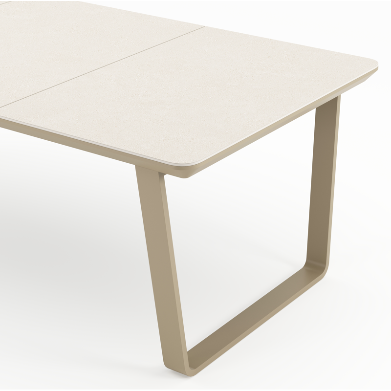 Table de jardin Alora en aluminium beige et sintered stone beige - Lg. 220 x Lrg. 100 x Haut. 75 cm