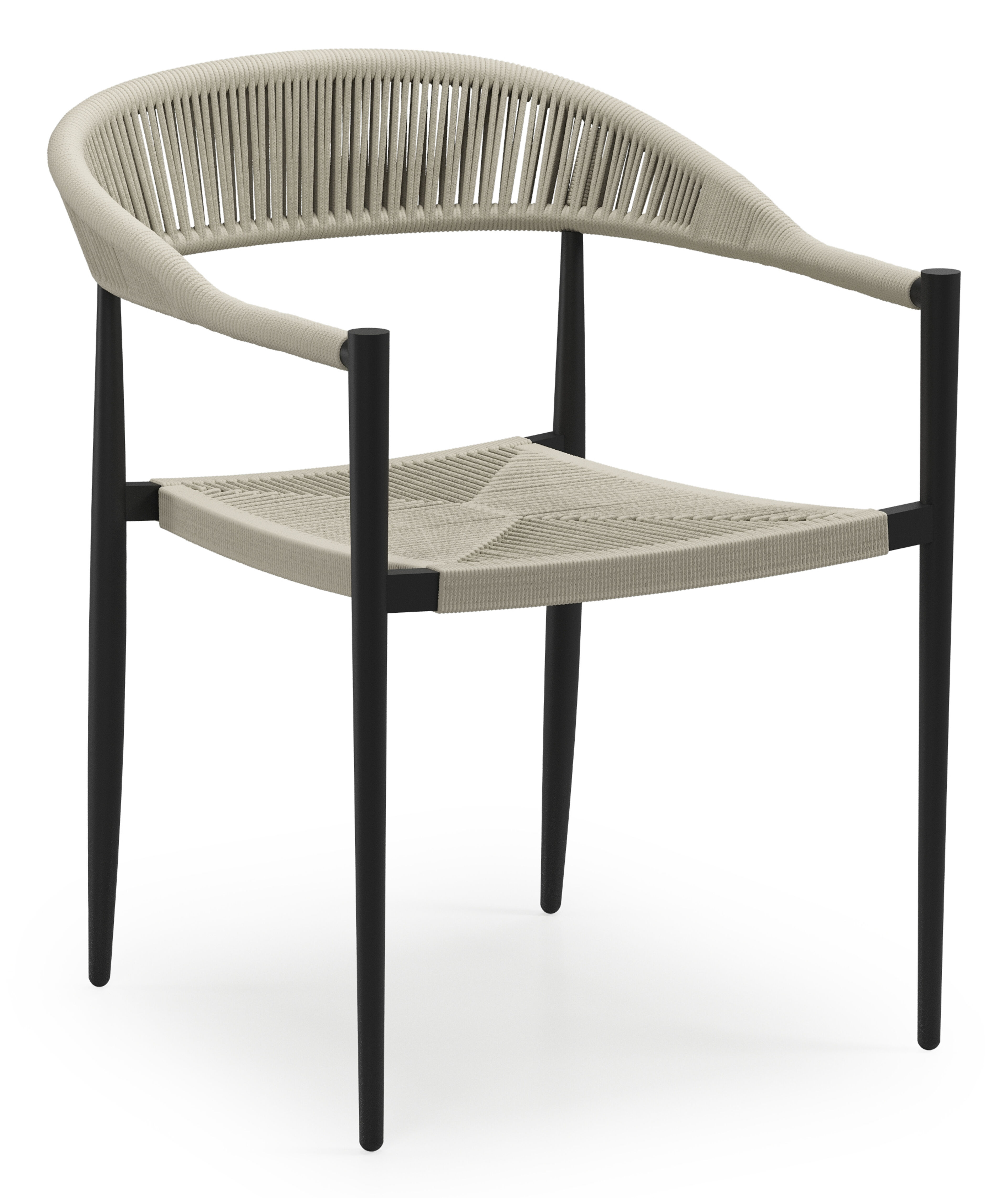 Chaise de jardin Guarda en aluminium noir et corde