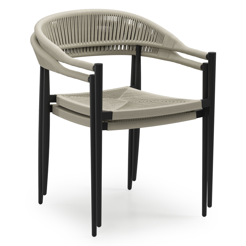 Guarda tuinstoel in zwart aluminium en beige rope
