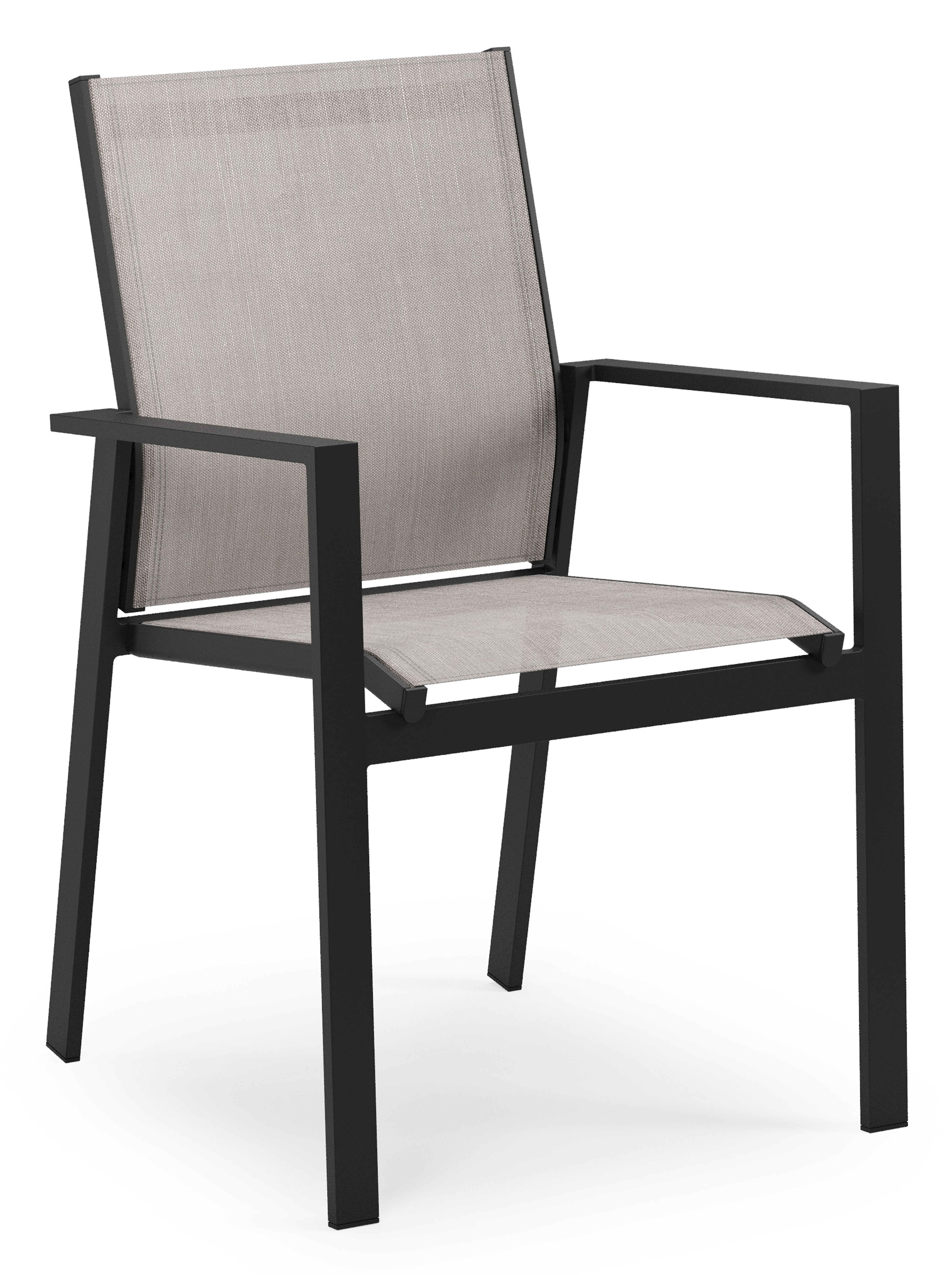 Chaise de jardin Bahia en aluminium noir et textilène beige
