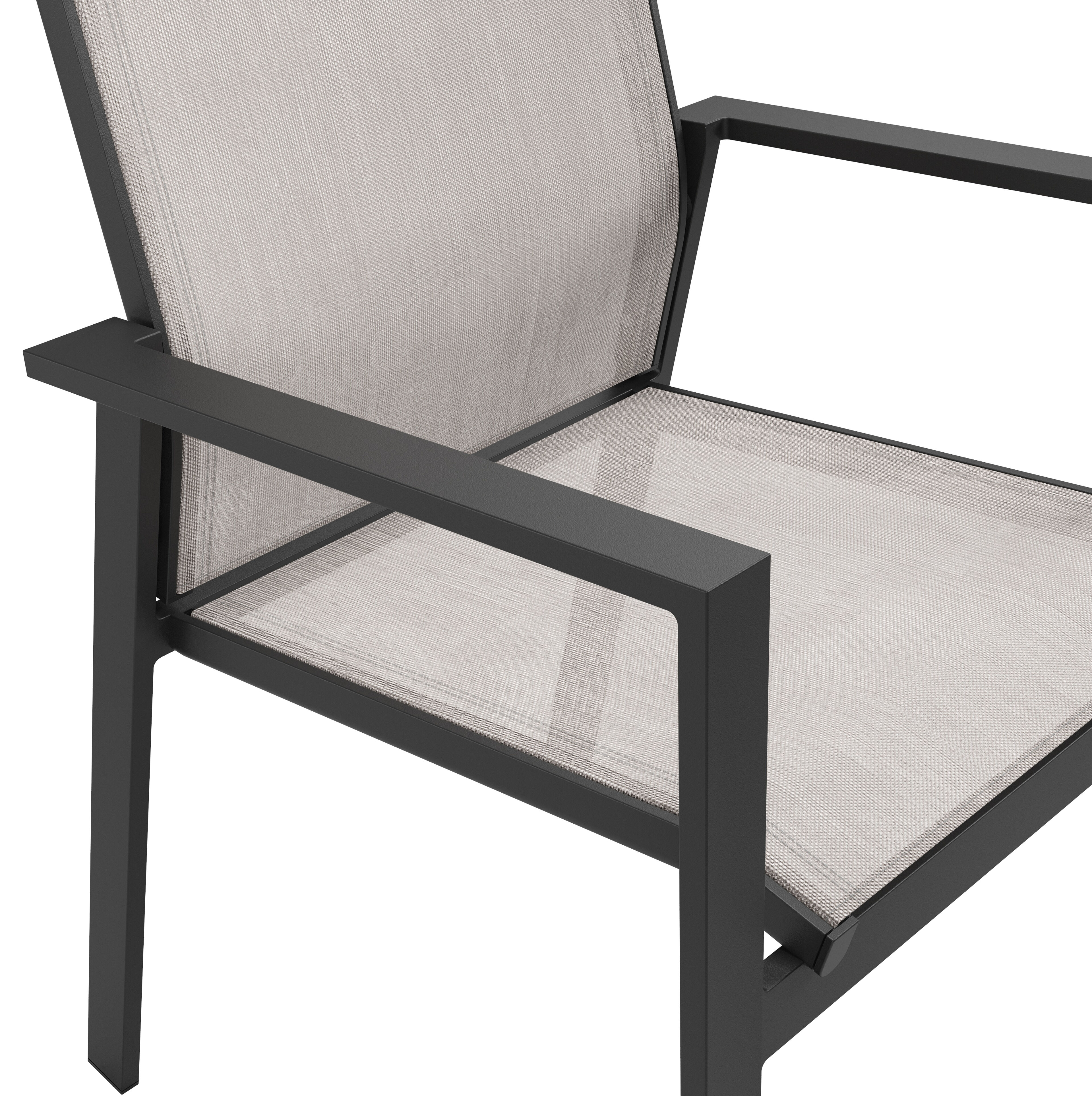 Bahia tuinstoel in zwart aluminium en beige textilene