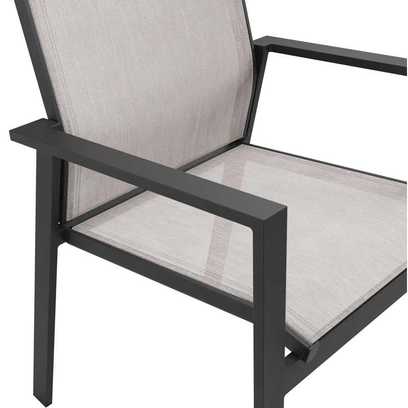 Bahia tuinstoel in zwart aluminium en beige textilene