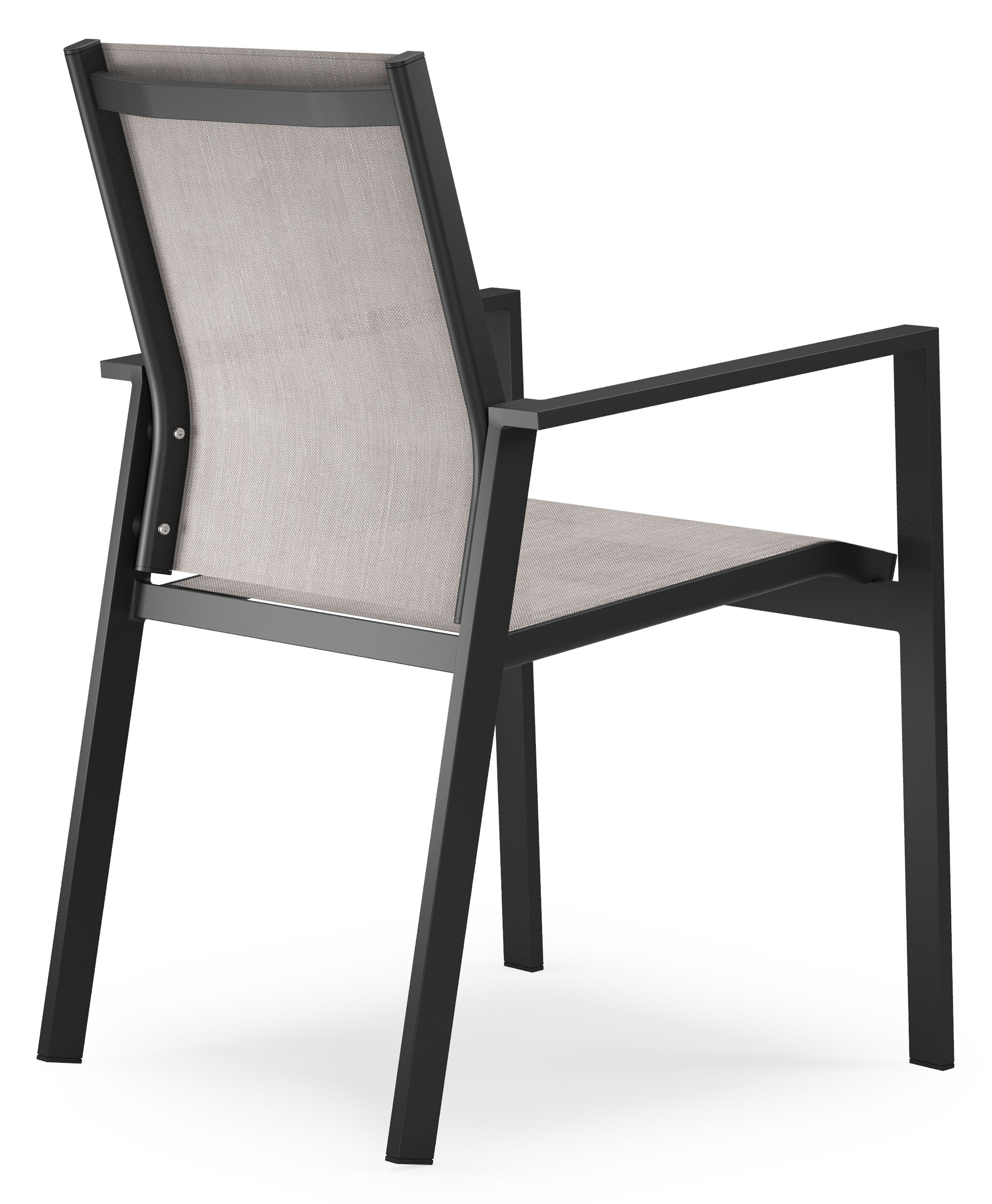 Bahia tuinstoel in zwart aluminium en beige textilene