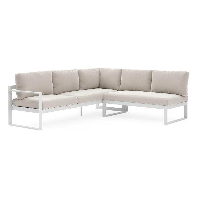 Caldela loungehoek in wit aluminium met beige kussen