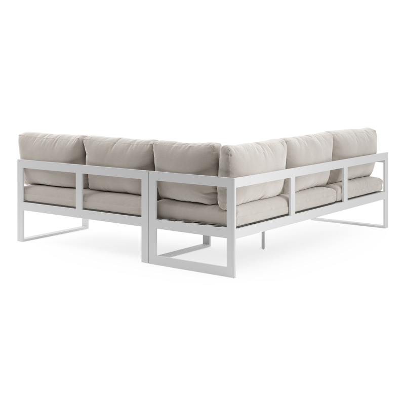 Caldela loungehoek in wit aluminium met beige kussen