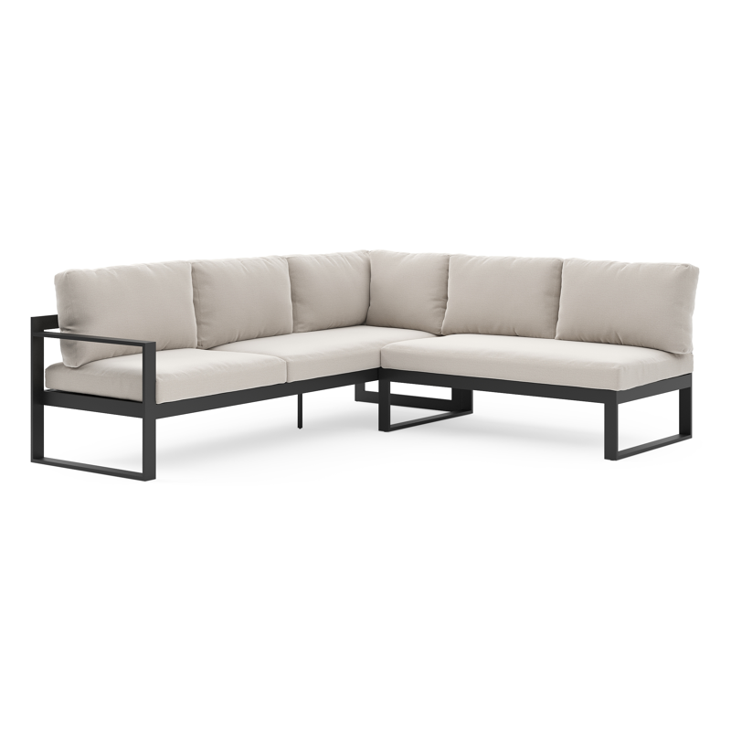 Caldela loungehoek in zwart aluminium met beige kussen