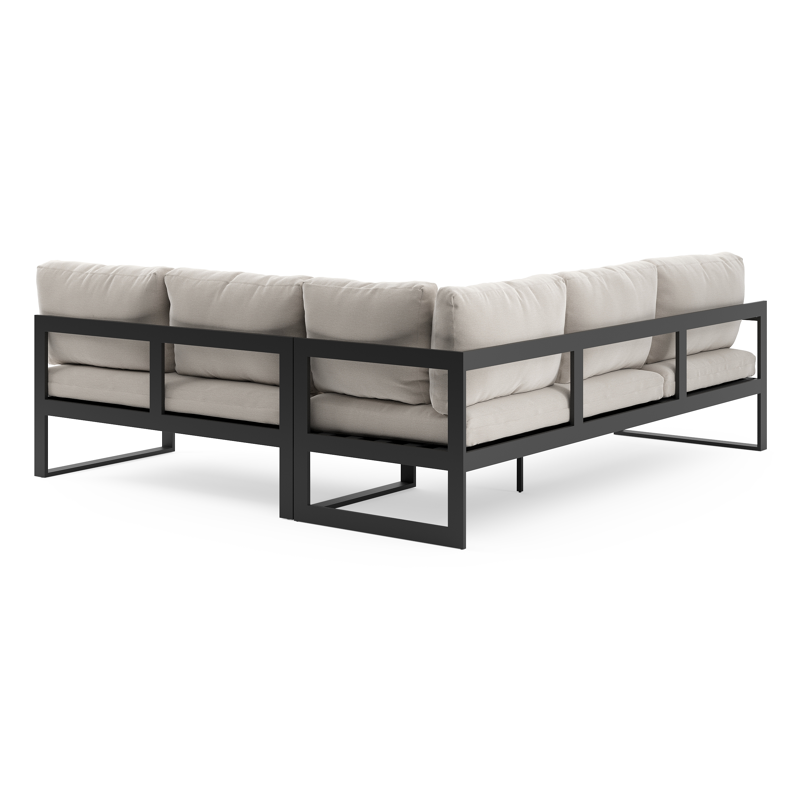 Caldela loungehoek in zwart aluminium met beige kussen