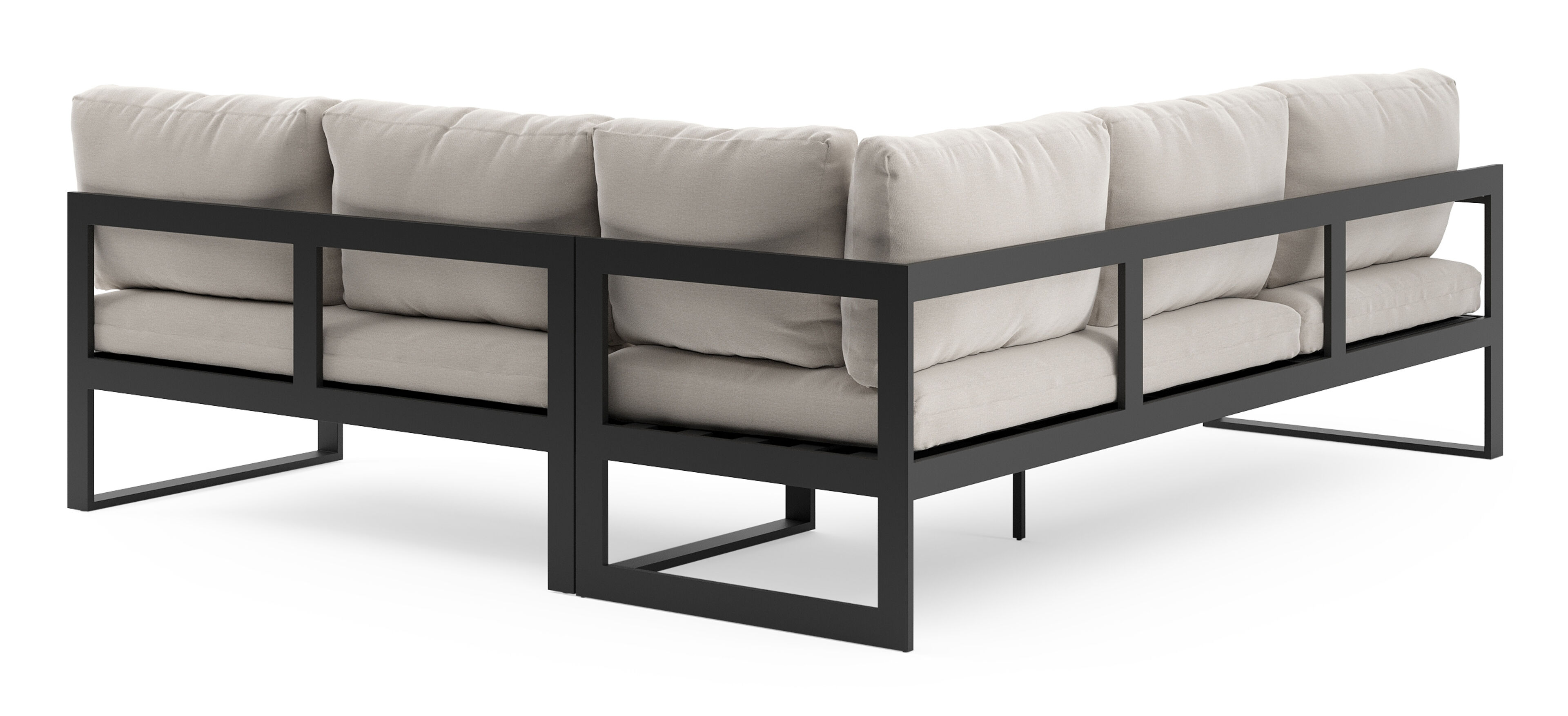 Caldela loungehoek in zwart aluminium met beige kussen