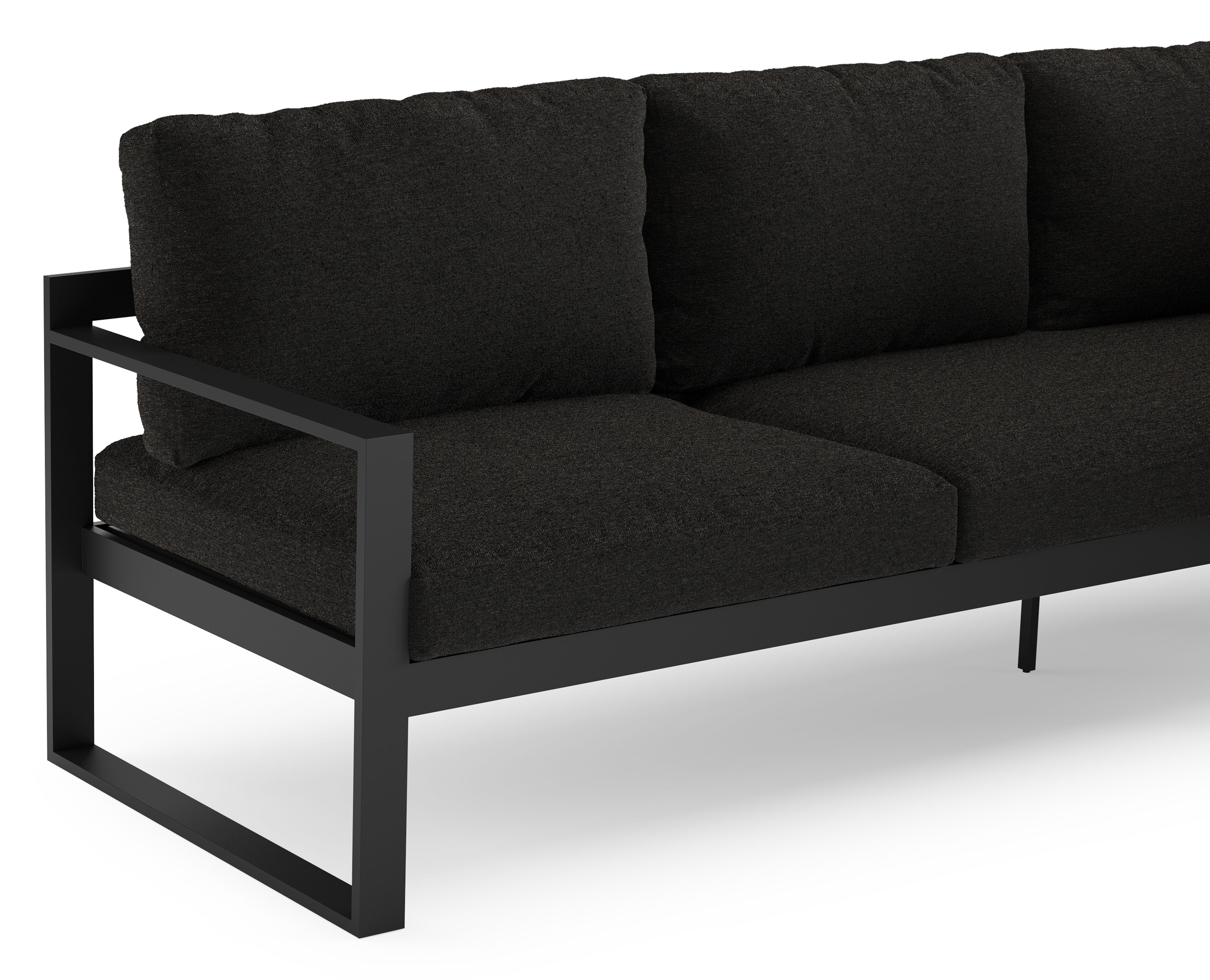Caldela loungehoek in zwart aluminium met zwart weather+ softtouch kussens