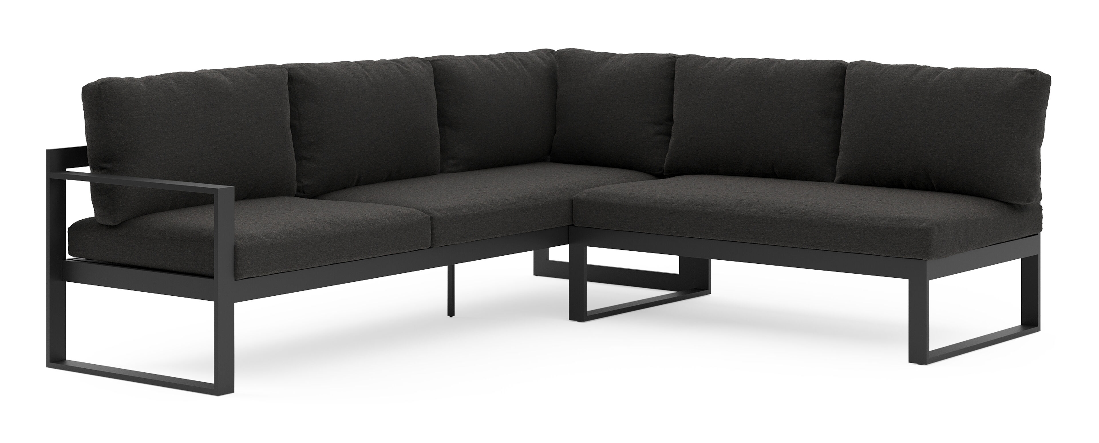 Caldela loungehoek in zwart aluminium met zwart kussen