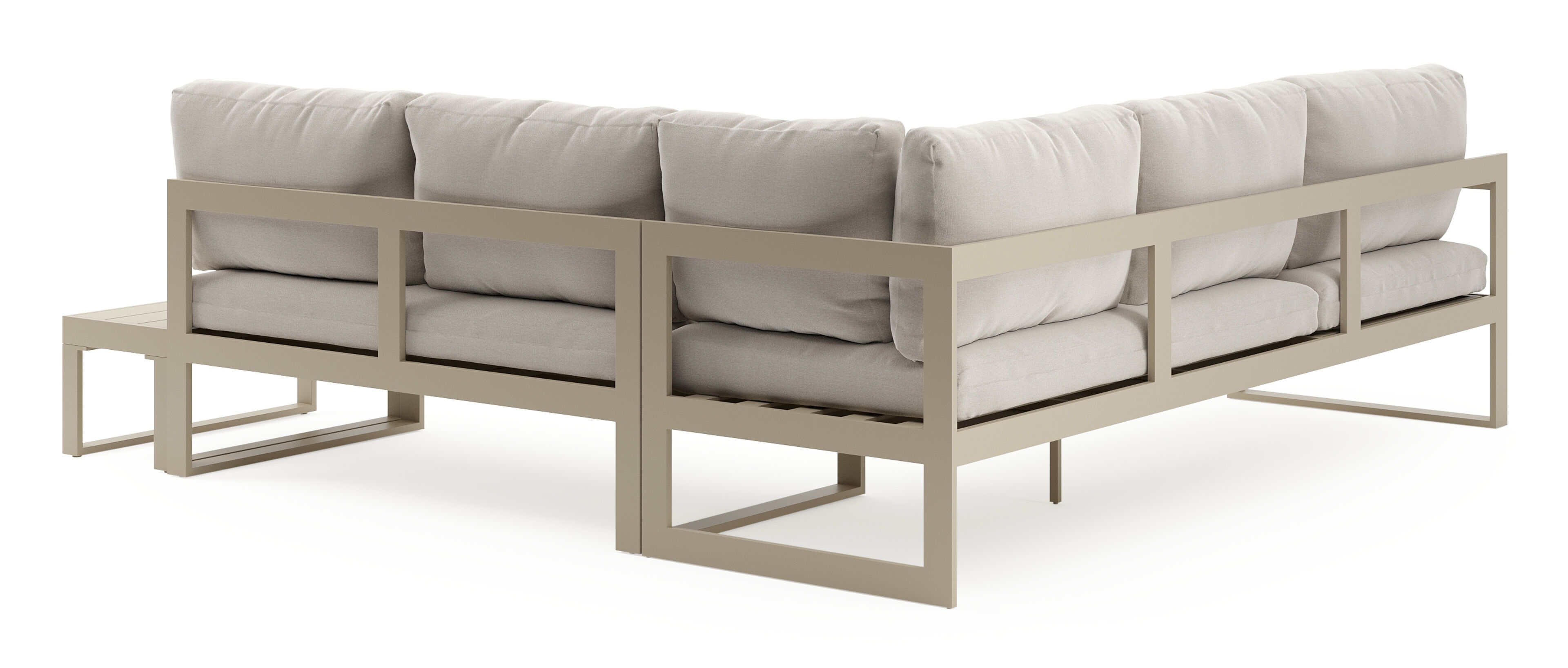 Caldela loungehoek in beige aluminium met beige weather+ softtouch kussens en loungetafel