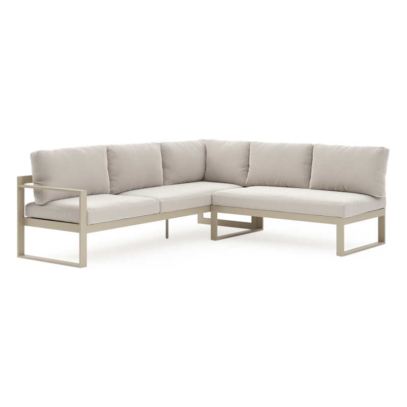 Caldela loungehoek in beige aluminium met beige kussen