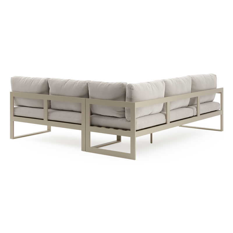 Caldela loungehoek in beige aluminium met beige kussen