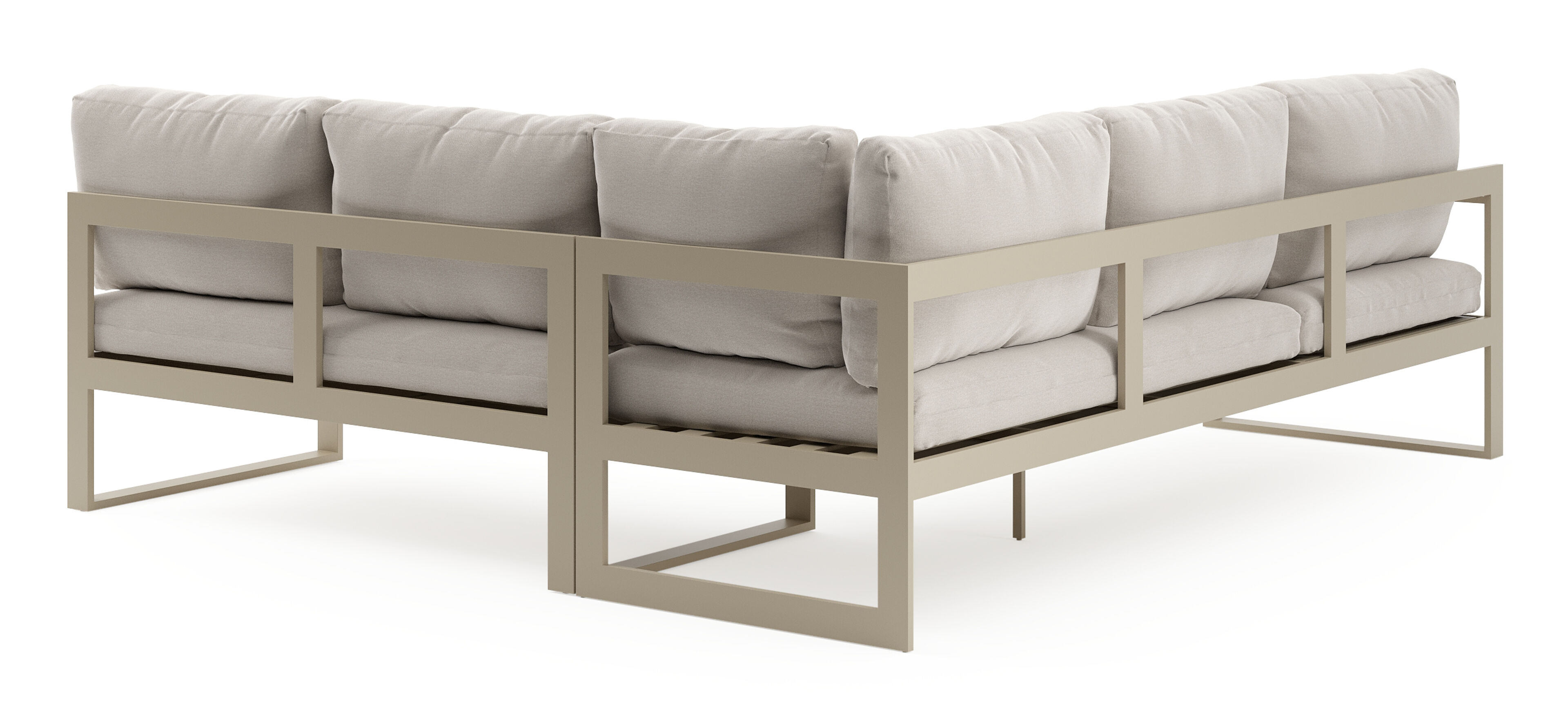 Caldela loungehoek in beige aluminium met beige kussen