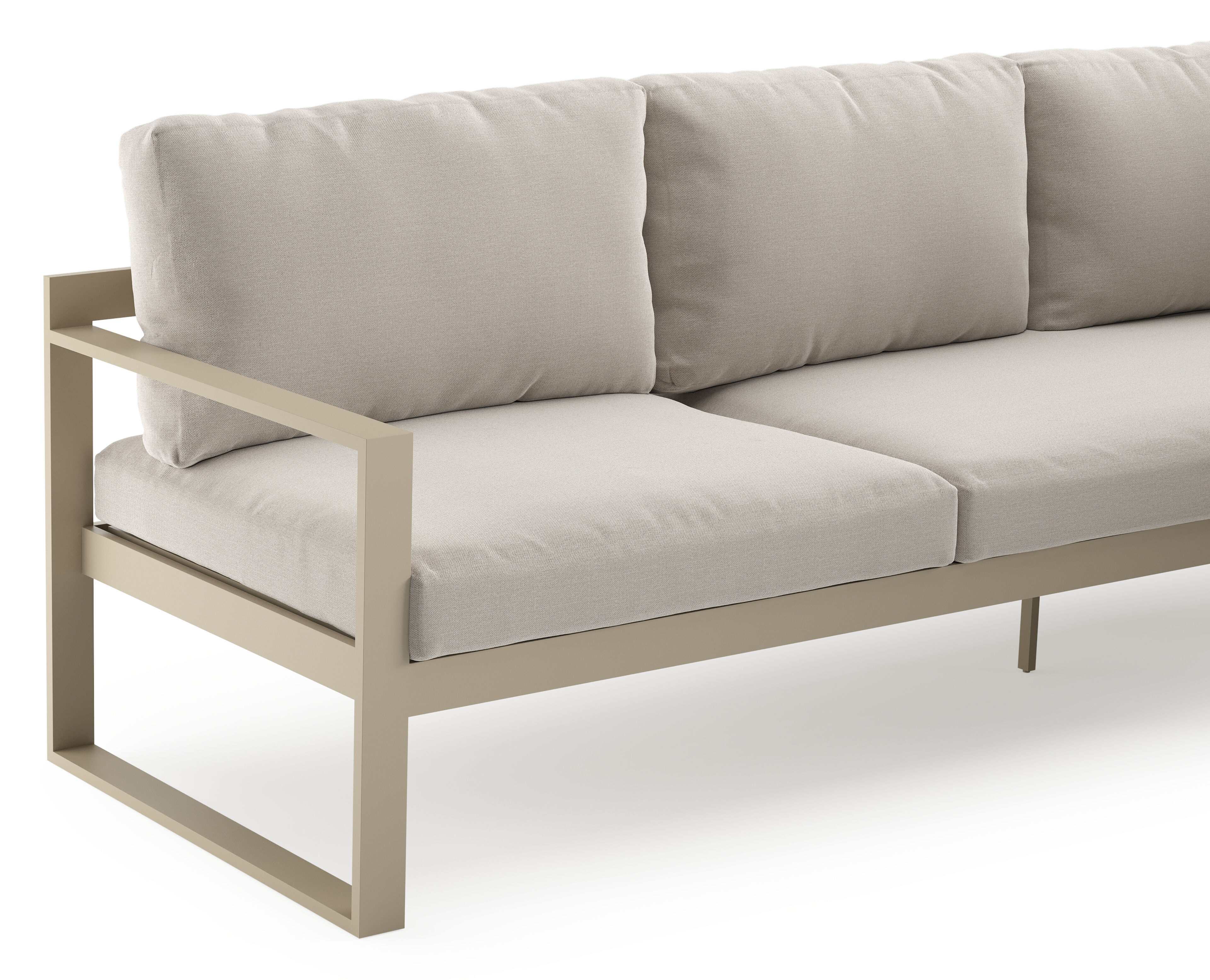 Caldela loungehoek in beige aluminium met beige kussen
