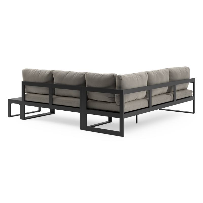 Caldela loungehoek in zwart aluminium met grijs weather+ softtouch kussens