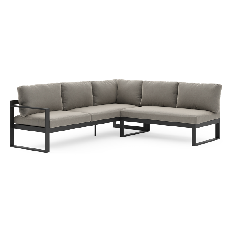 Caldela loungehoek in zwart aluminium met grijs kussen