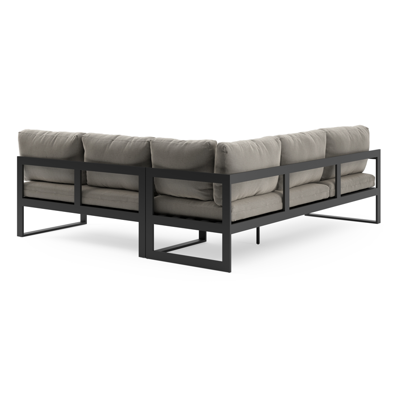 Caldela loungehoek in zwart aluminium met grijs kussen