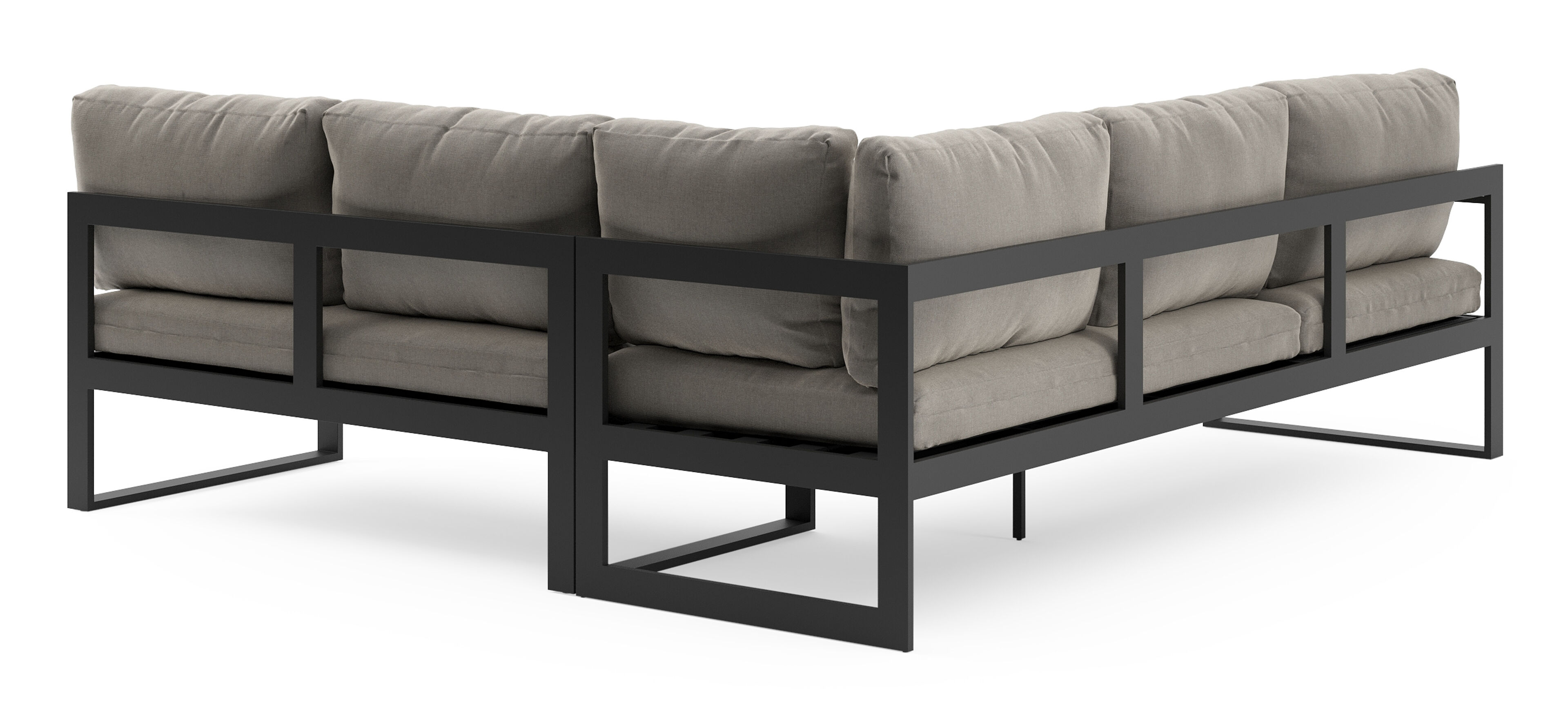 Caldela loungehoek in zwart aluminium met grijs kussen