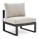 Caldela loungestoel in zwart aluminium met beige kussen