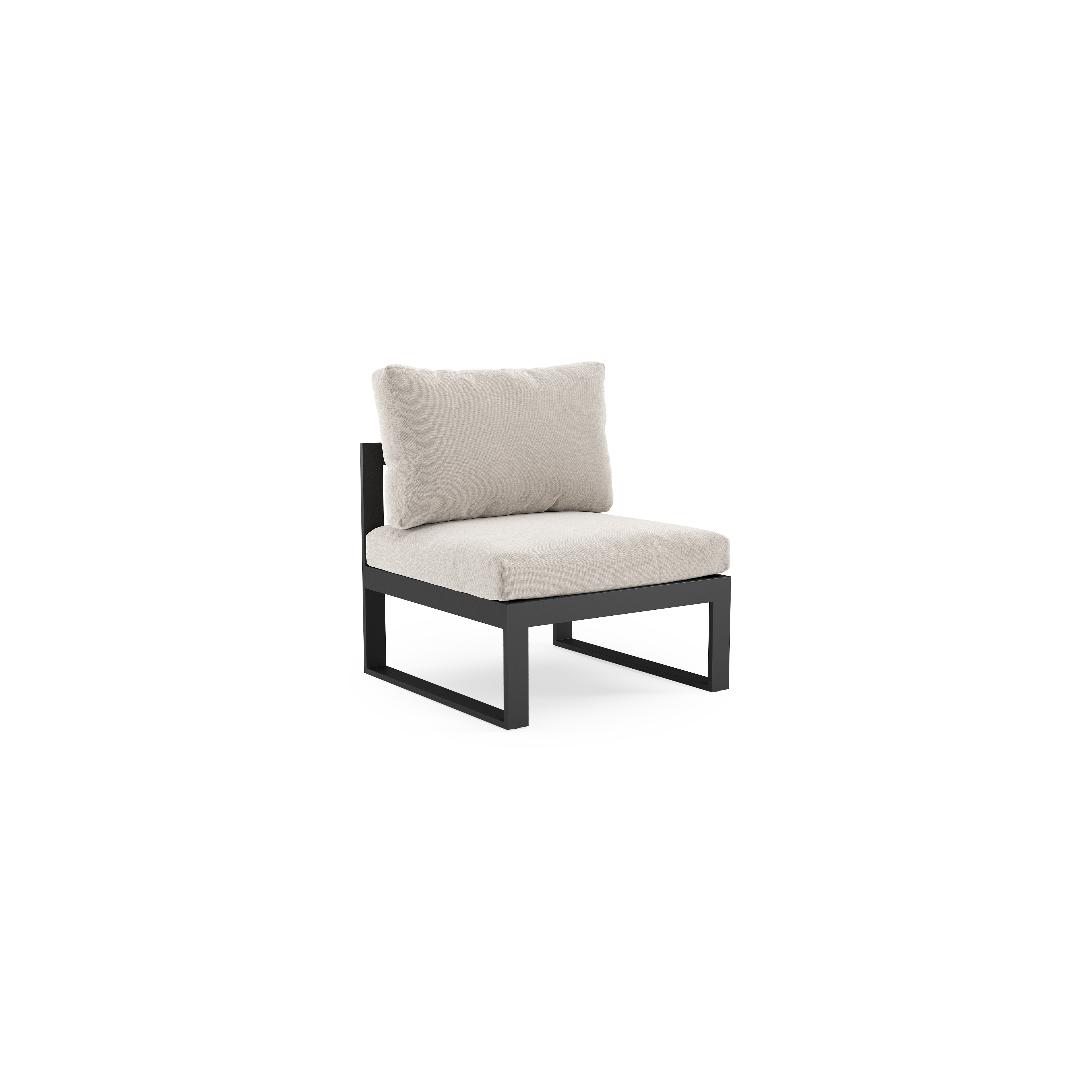 Caldela loungestoel in zwart aluminium met beige kussen