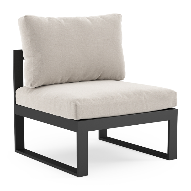 Caldela loungestoel in zwart aluminium met beige kussen