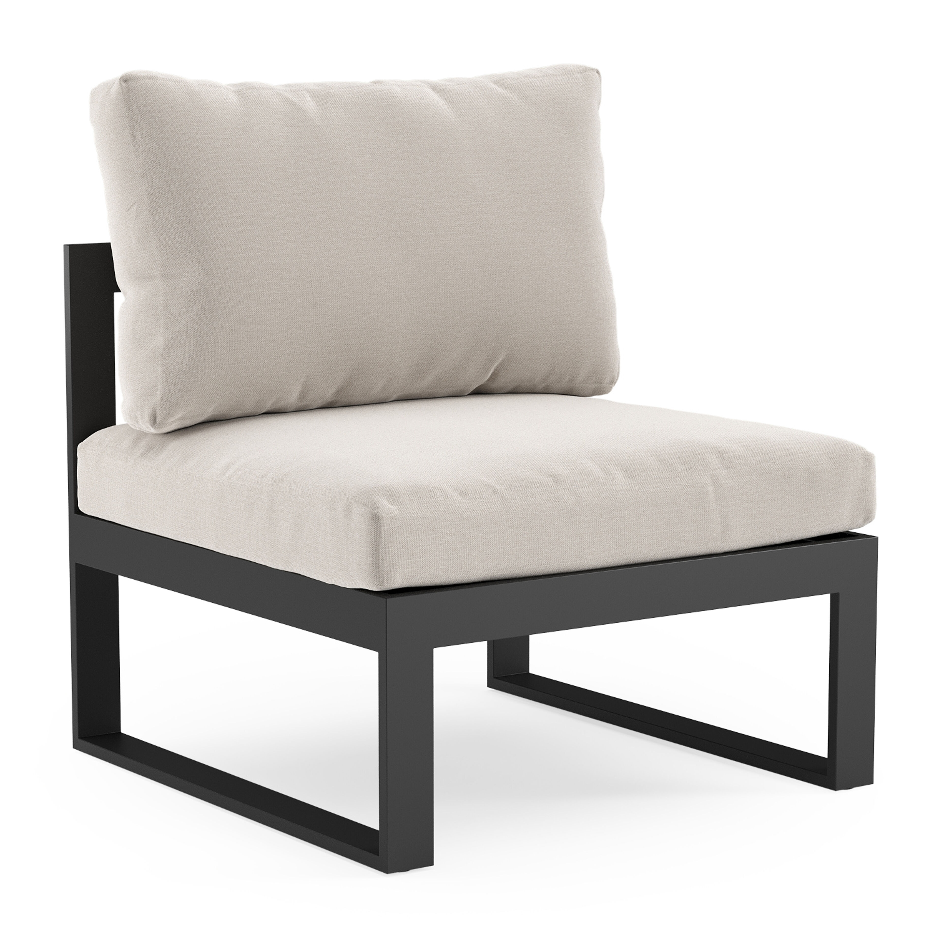 Caldela loungestoel in zwart aluminium met beige kussen
