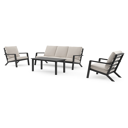 Salon de jardin Nelas en aluminium noir et coussins en weather+ softtouch beige et table basse