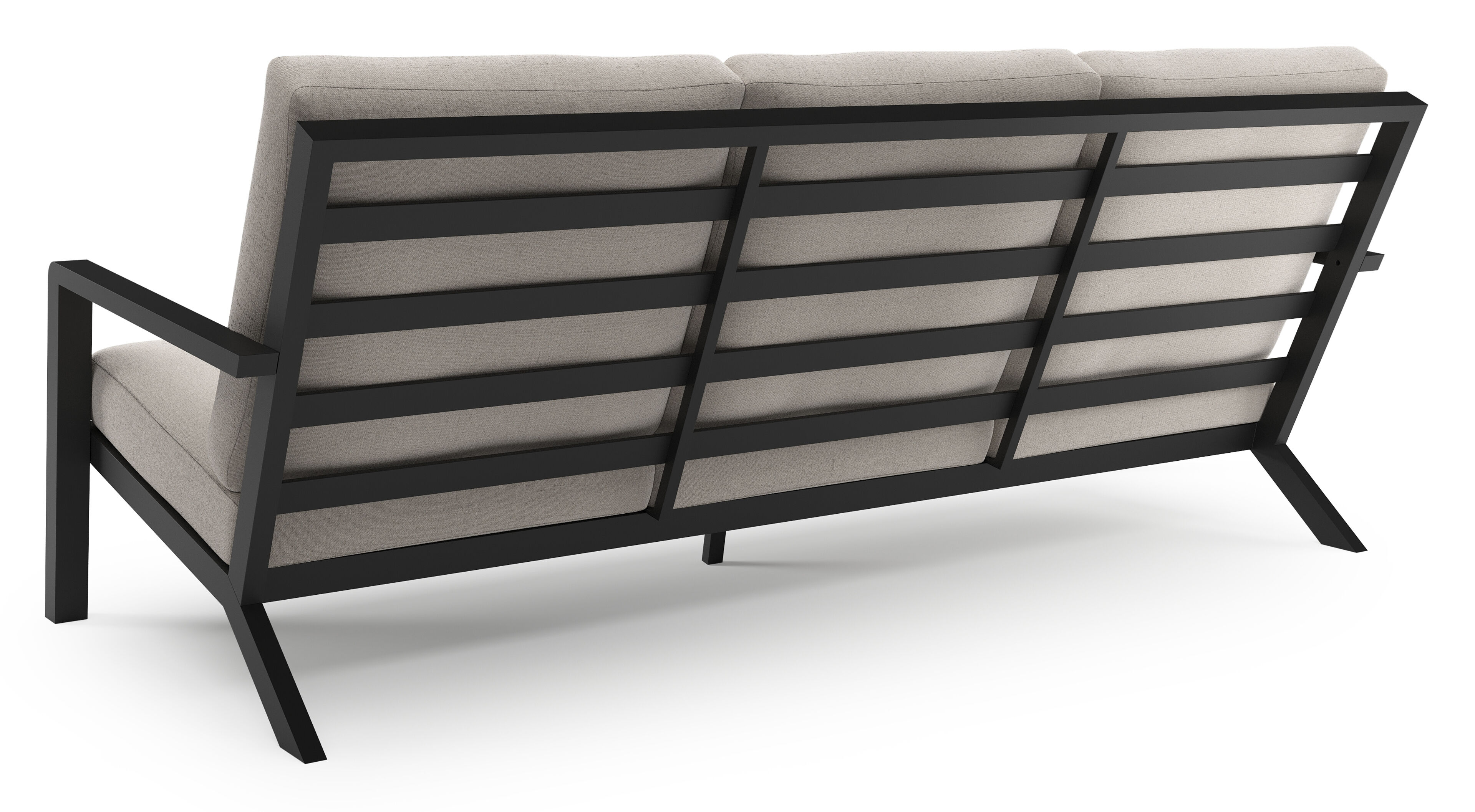 Nelas loungeset in zwart aluminium met beige weather+ softtouch kussens en loungetafel