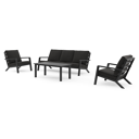 Nelas loungeset in zwart aluminium met zwart weather+ softtouch kussens en loungetafel