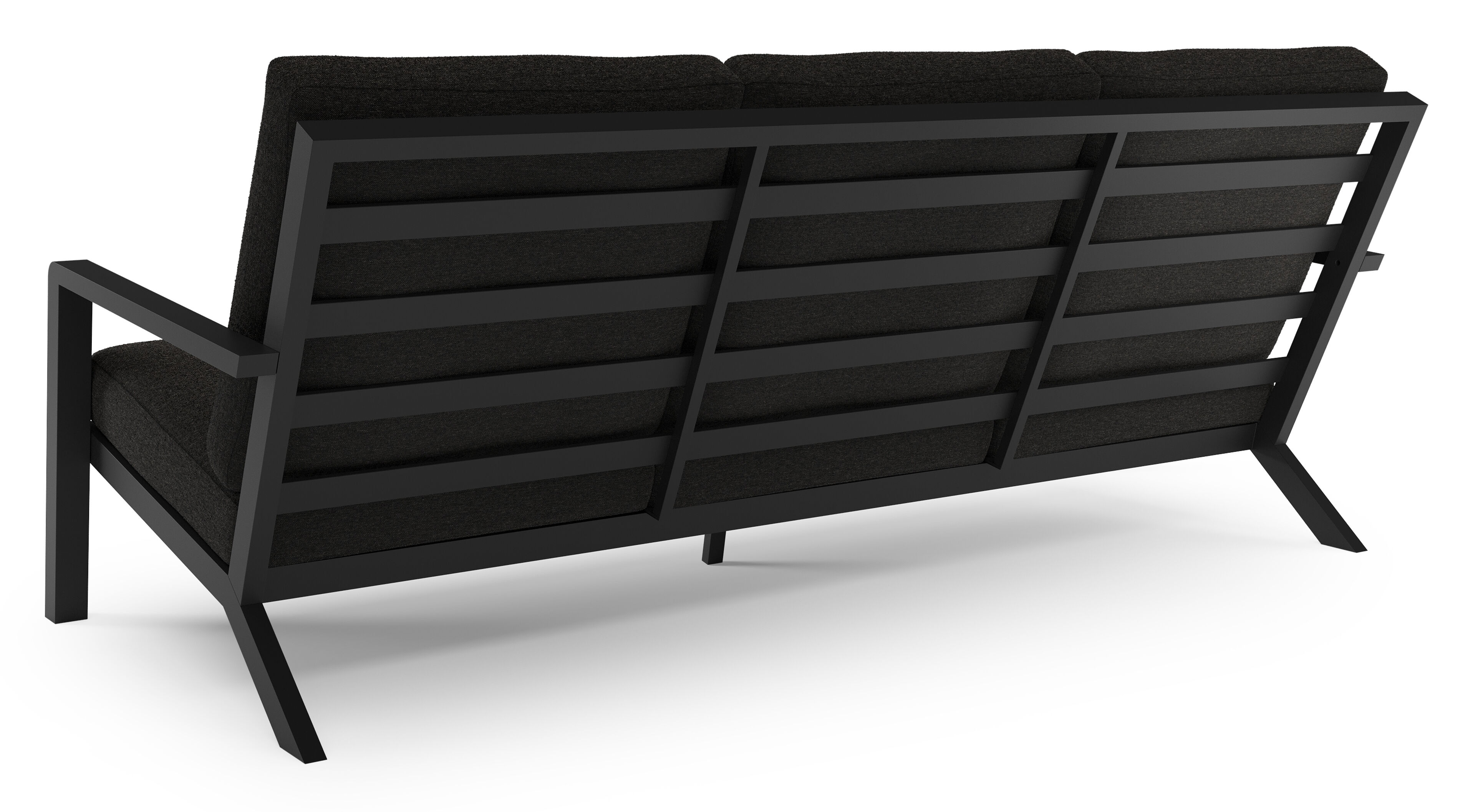 Canapé de jardin Nelas en aluminium noir et coussins en weather+ softtouch noir
