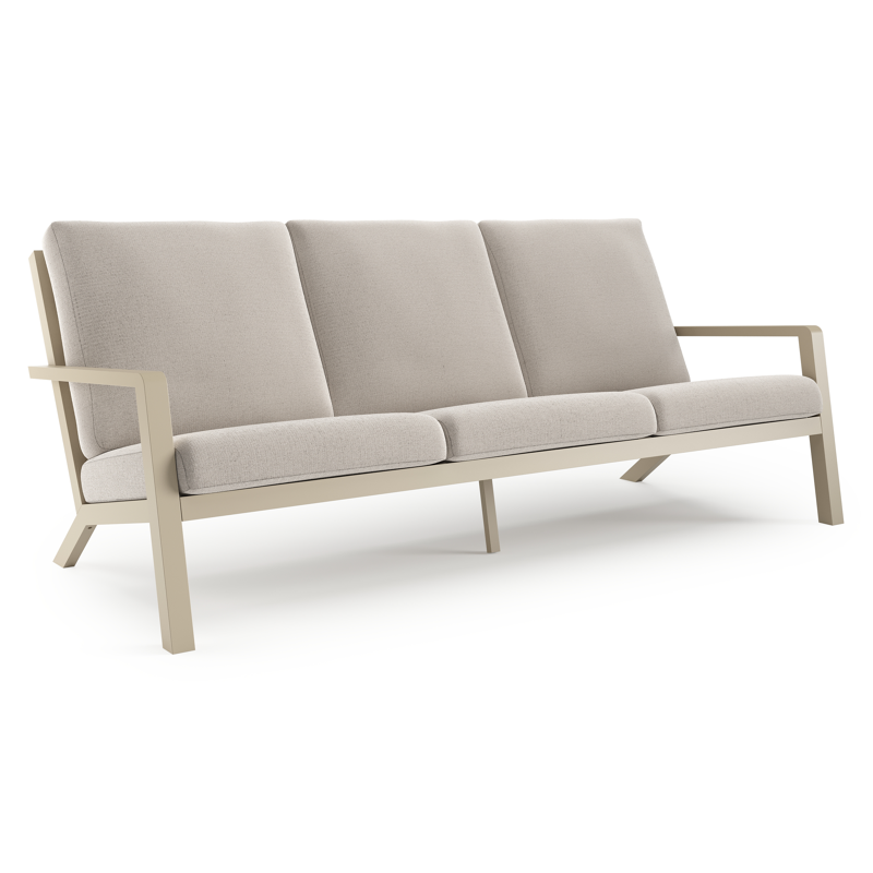 Canapé de jardin Nelas en aluminium beige et coussins en weather+ softtouch beige