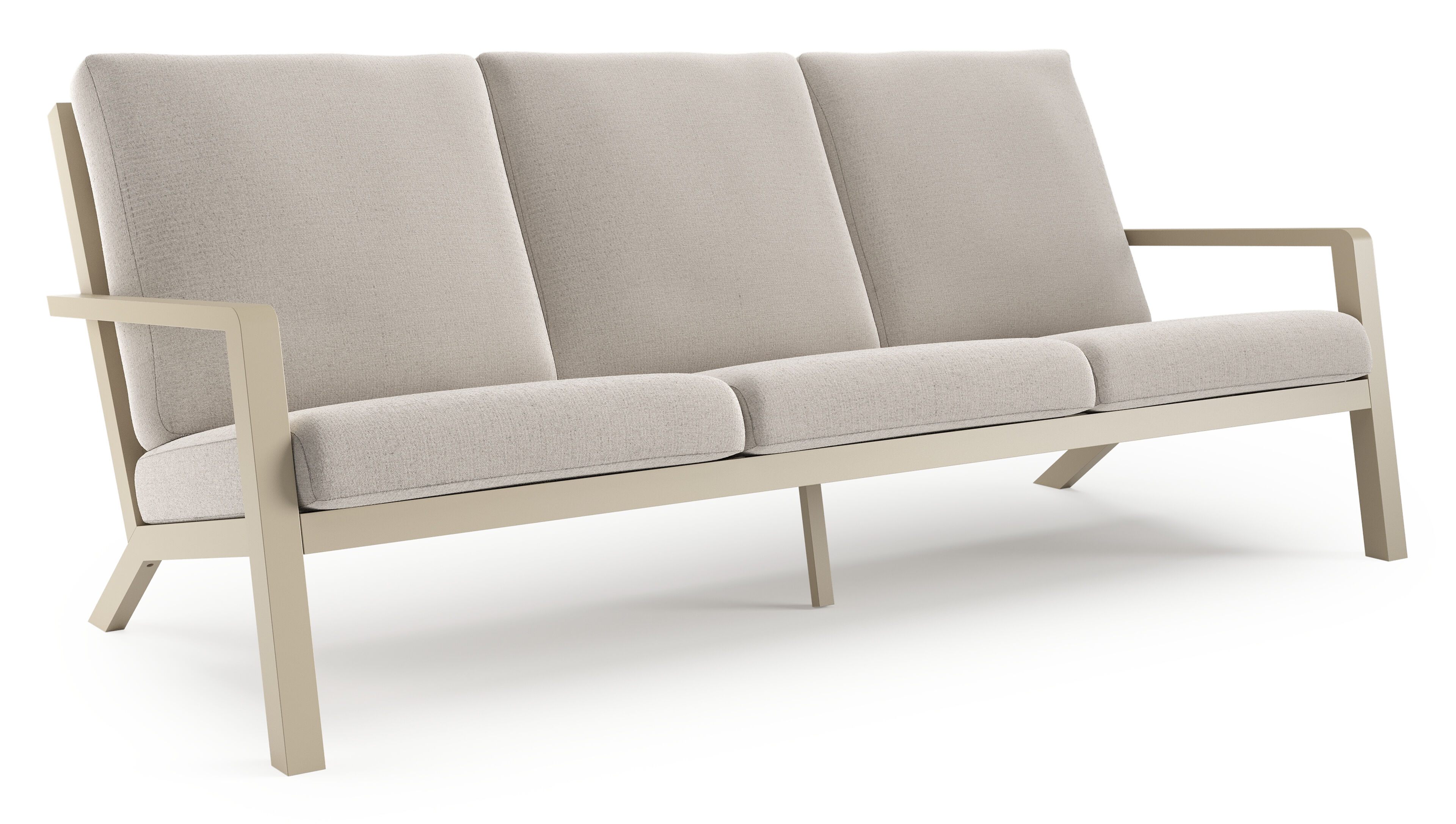 Canapé de jardin Nelas en aluminium beige et coussins en weather+ softtouch beige