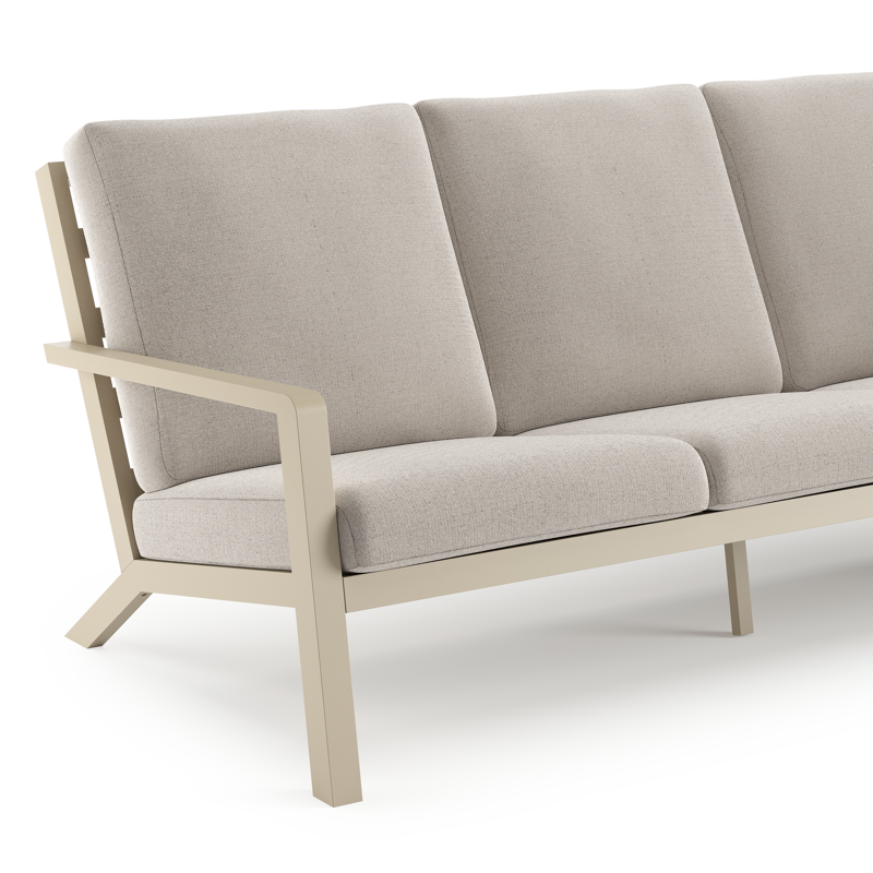 Canapé de jardin Nelas en aluminium beige et coussins en weather+ softtouch beige