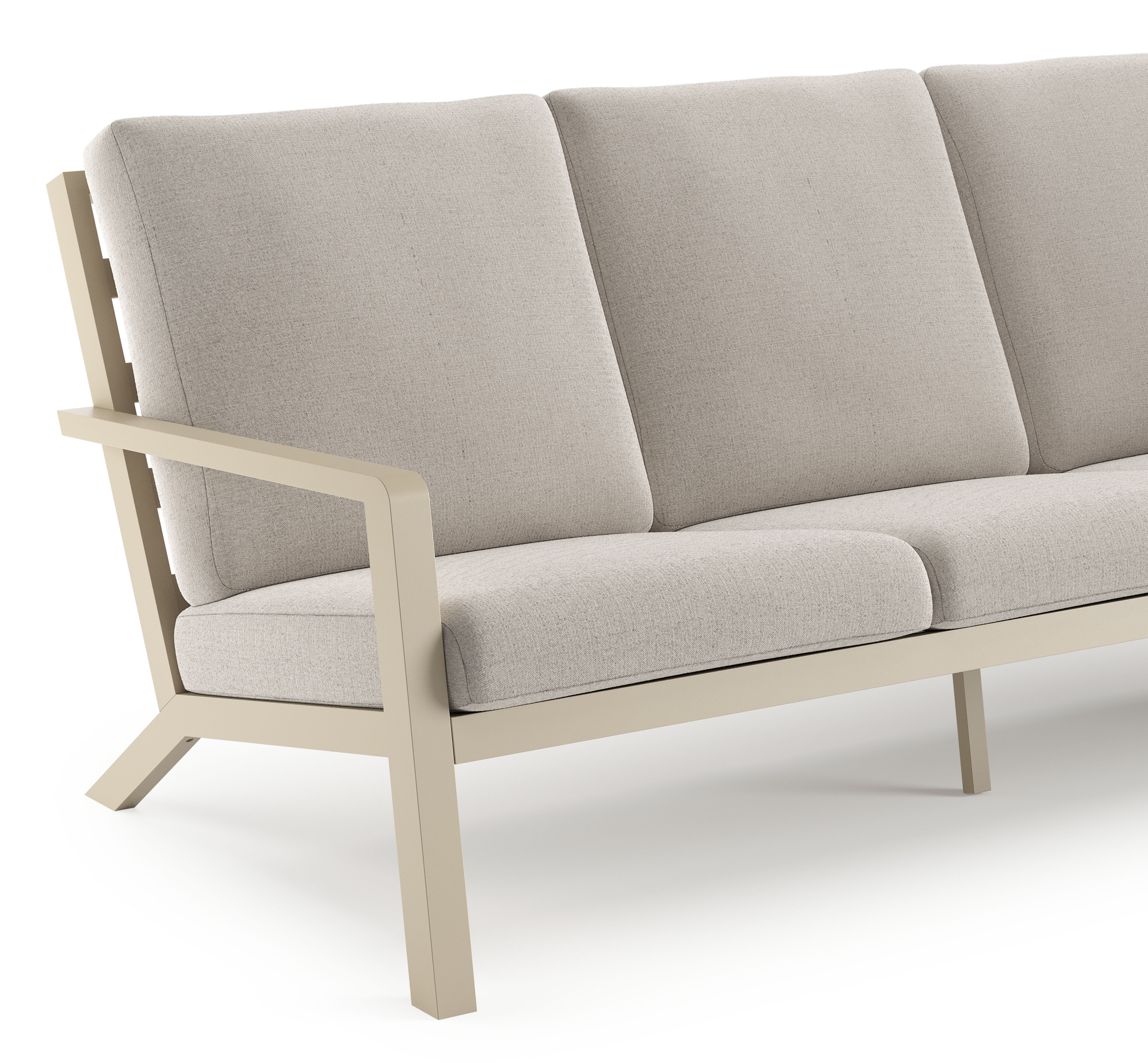 Canapé de jardin Nelas en aluminium beige et coussins en weather+ softtouch beige