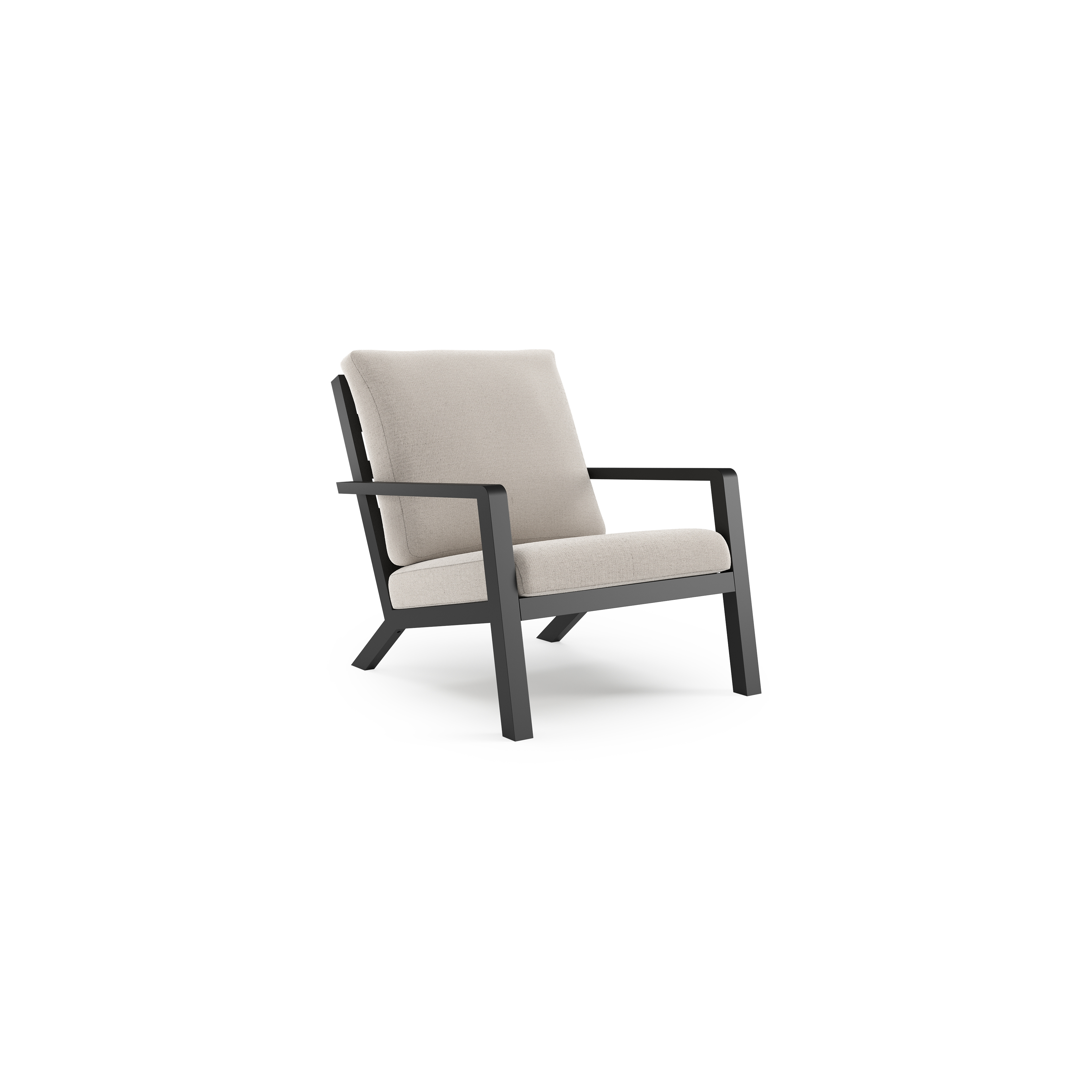 Nelas loungestoel in zwart aluminium met beige kussen