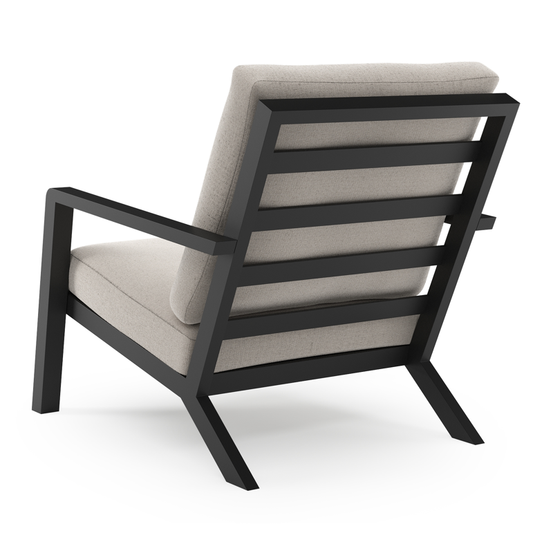 Nelas loungestoel in zwart aluminium met beige kussen