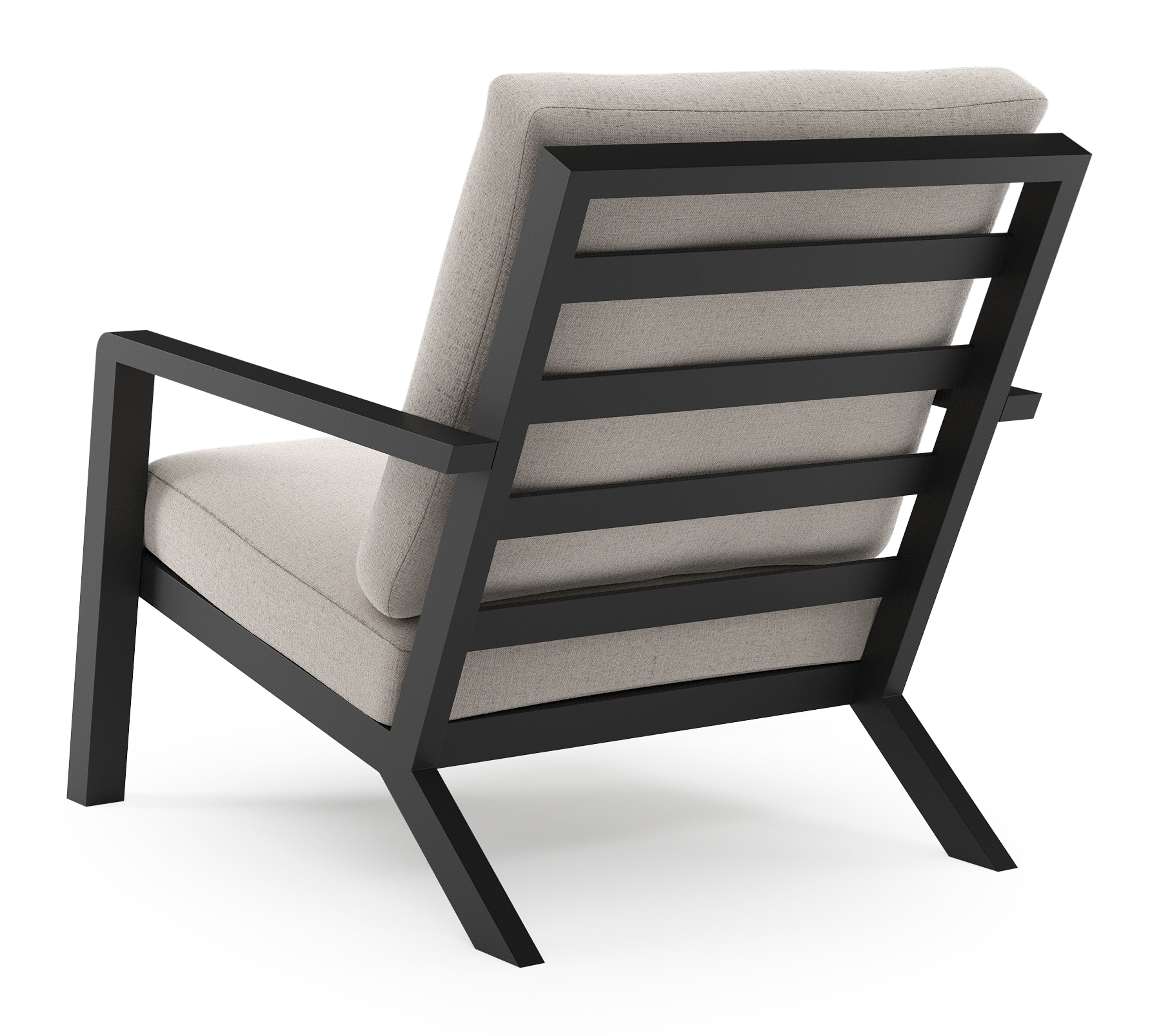Nelas loungestoel in zwart aluminium met beige kussen