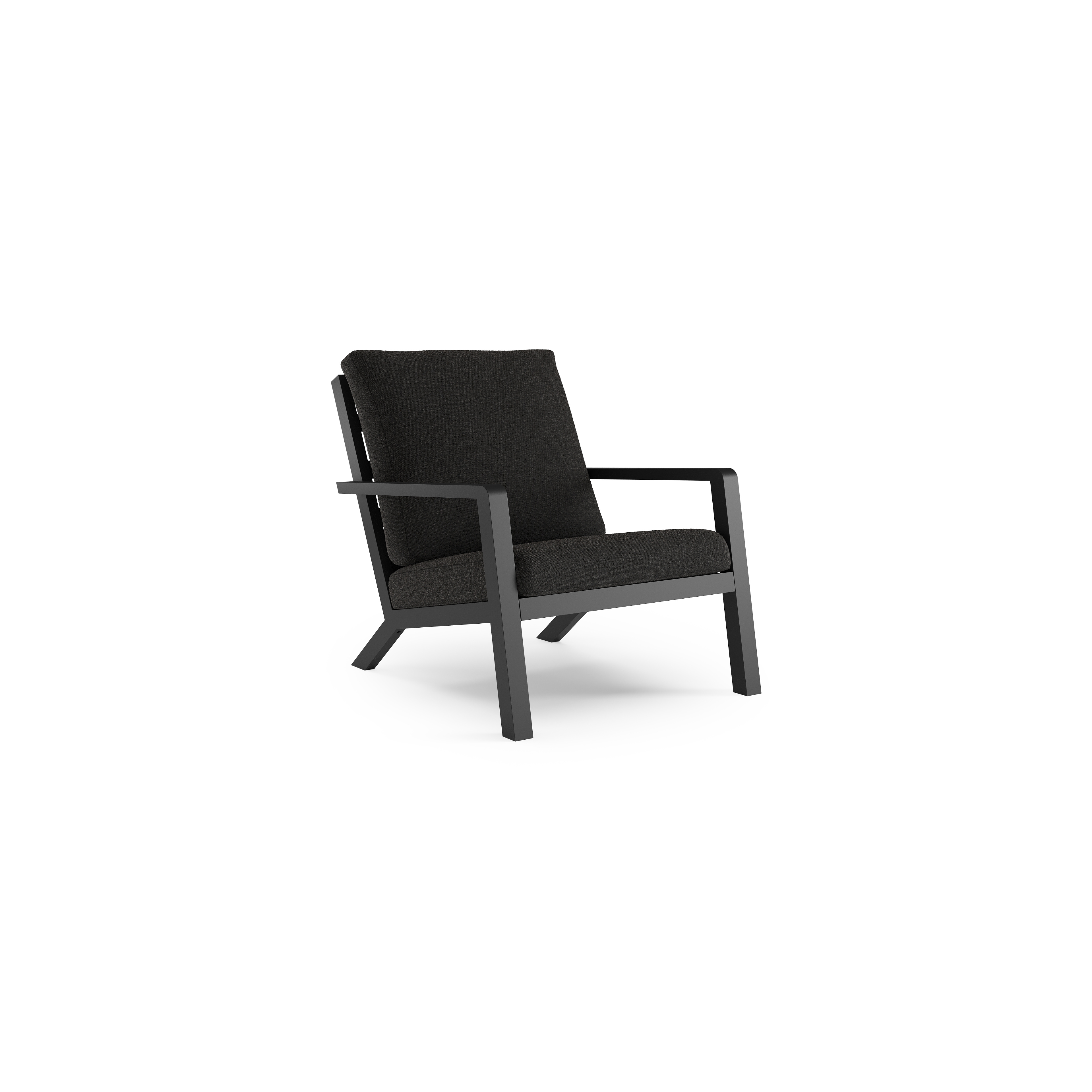 Fauteuil de jardin Nelas en aluminium noir et coussins en weather+ softtouch noir