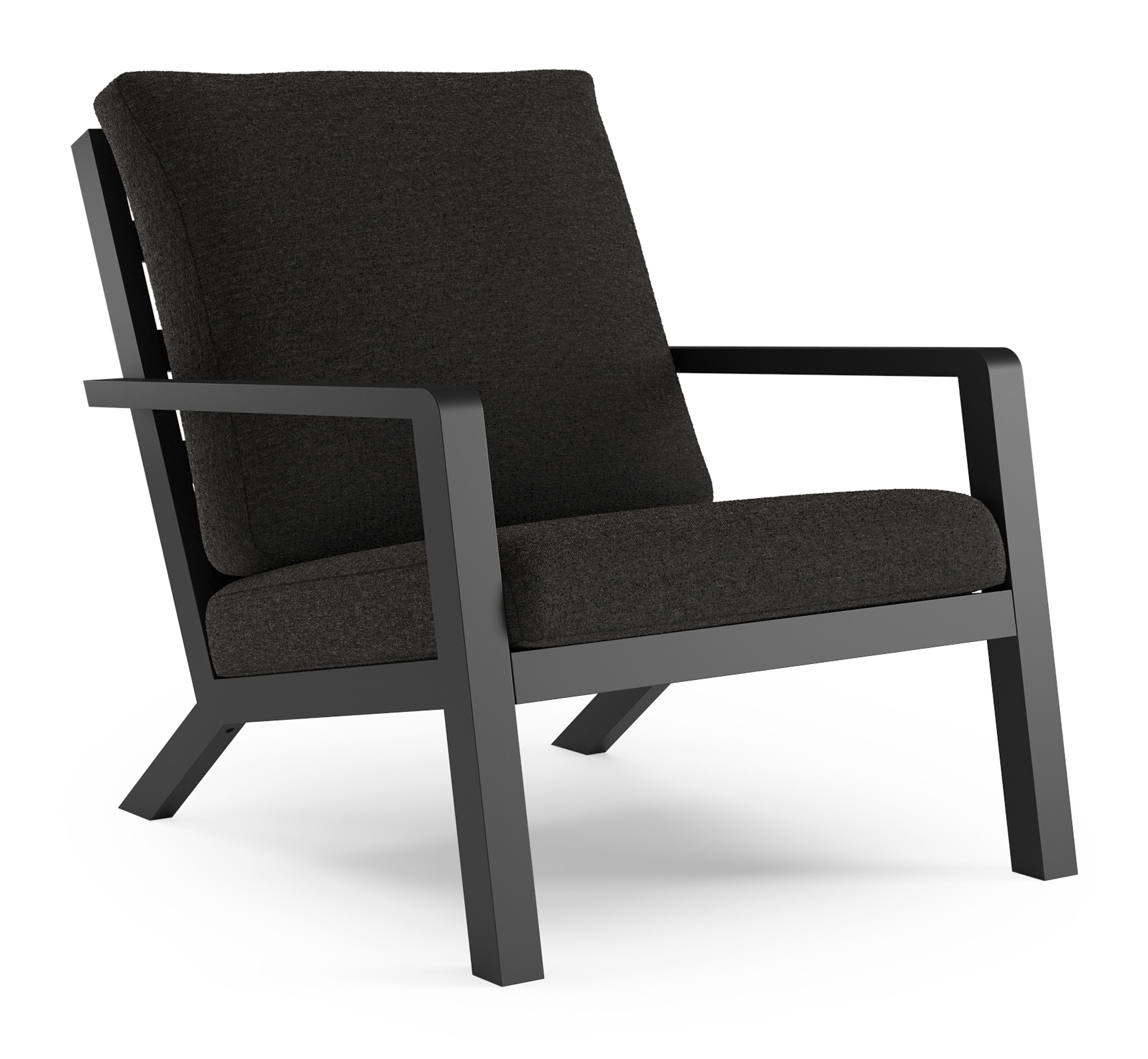 Fauteuil de jardin Nelas en aluminium noir et coussins en weather+ softtouch noir