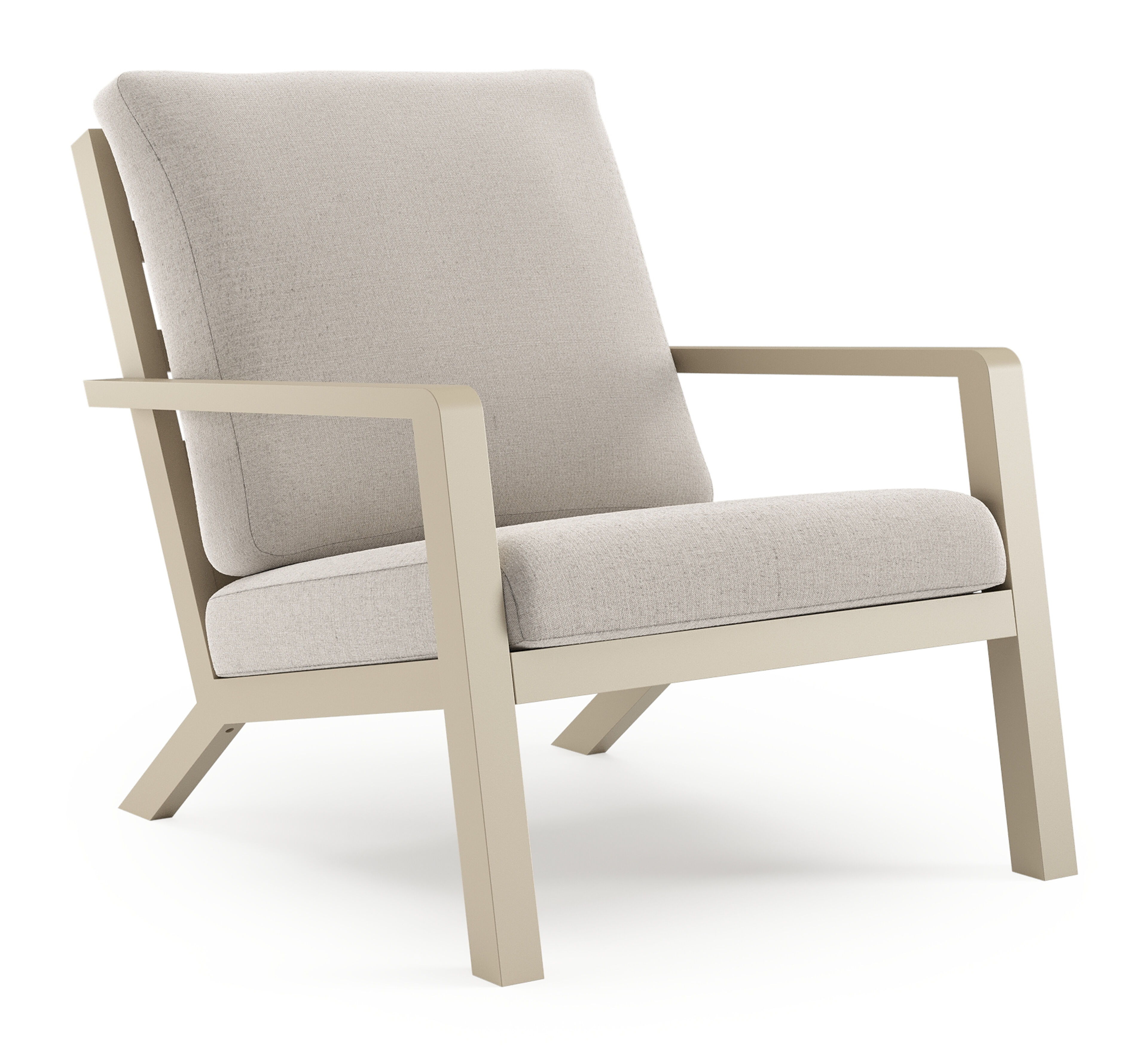 Fauteuil de jardin Nelas en aluminium beige et coussins en weather+ softtouch beige